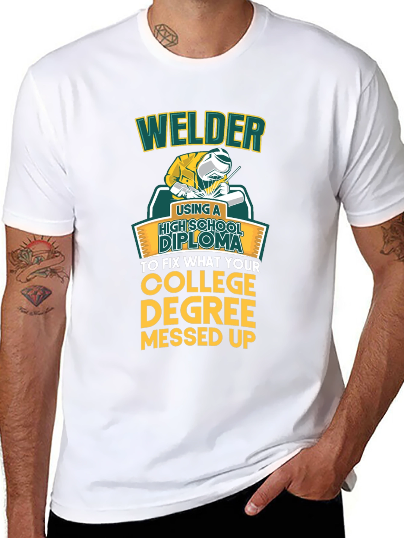 Welder High School Diploma Funny Black T-Shirt