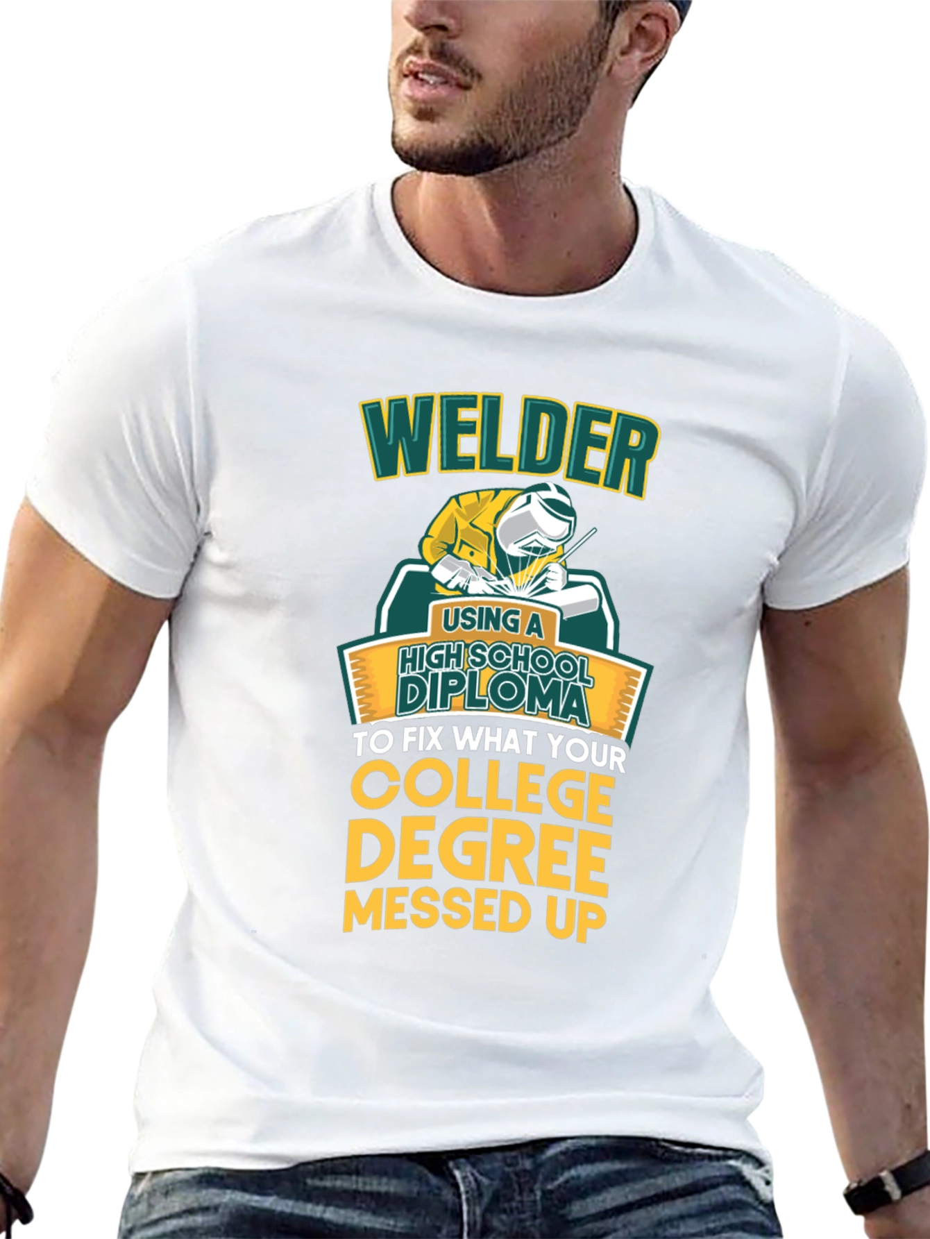 Welder High School Diploma Funny Black T-Shirt