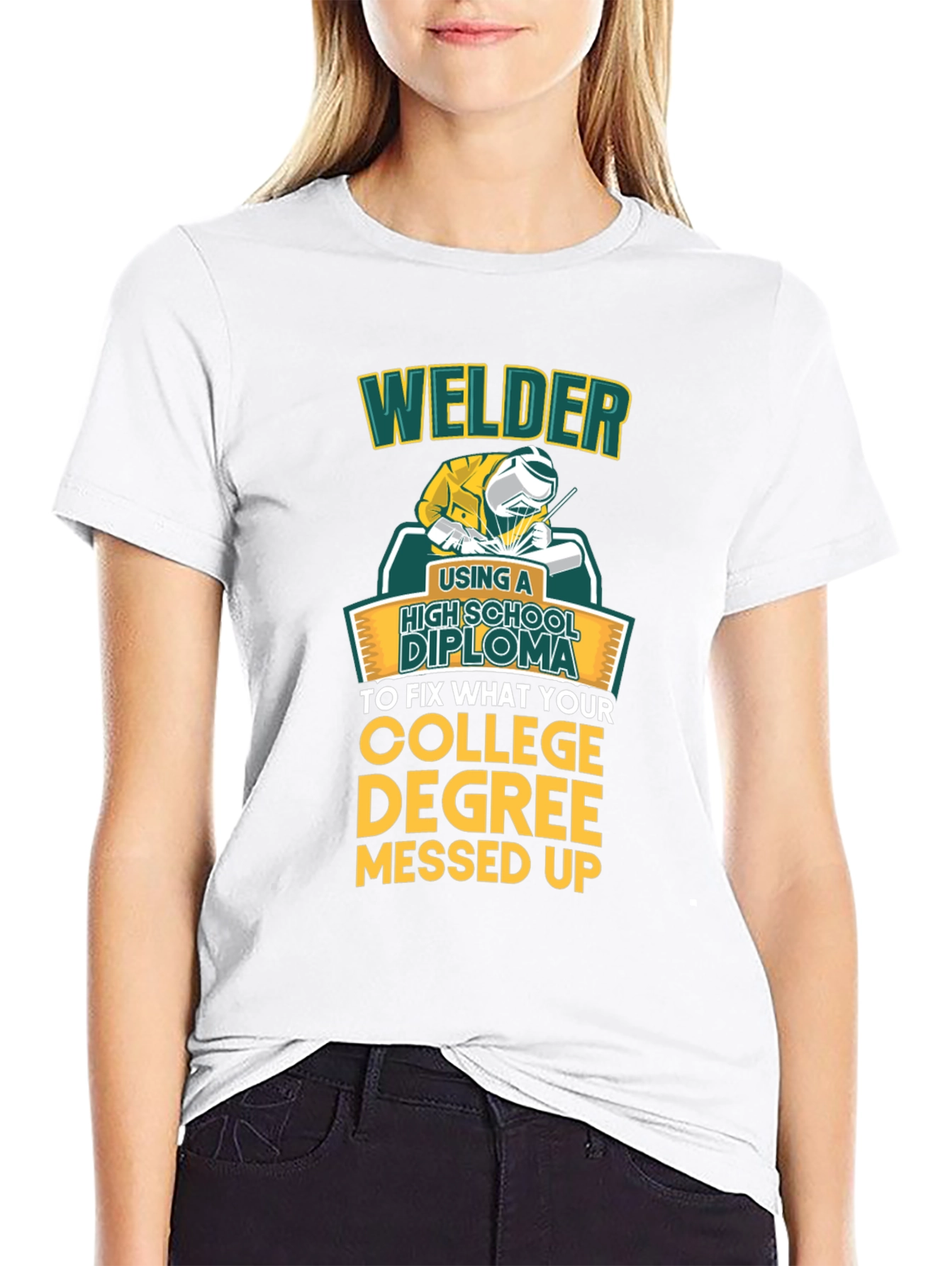 Welder High School Diploma Funny Black T-Shirt