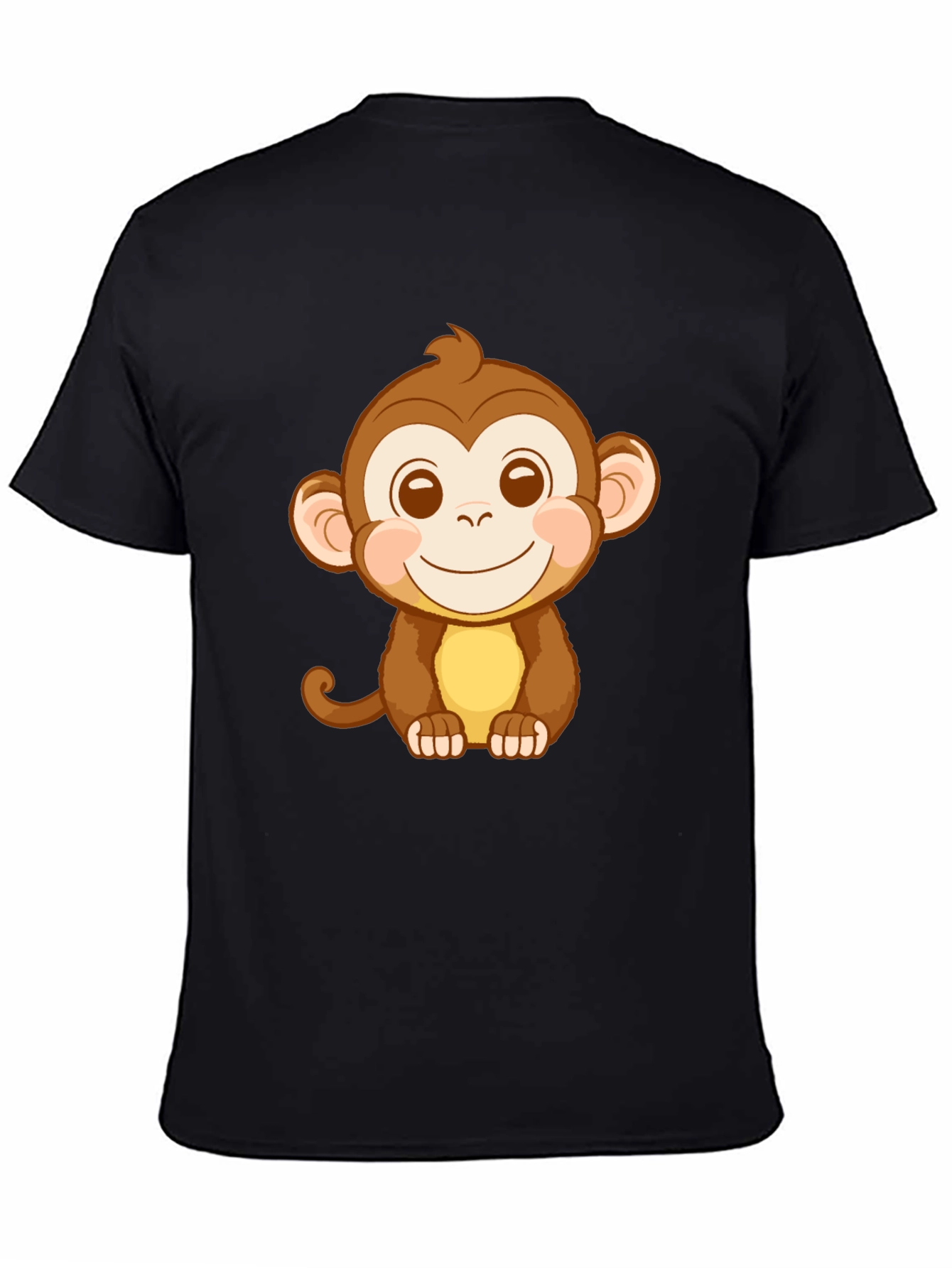 Cute Monkey Graphic Tee - Black