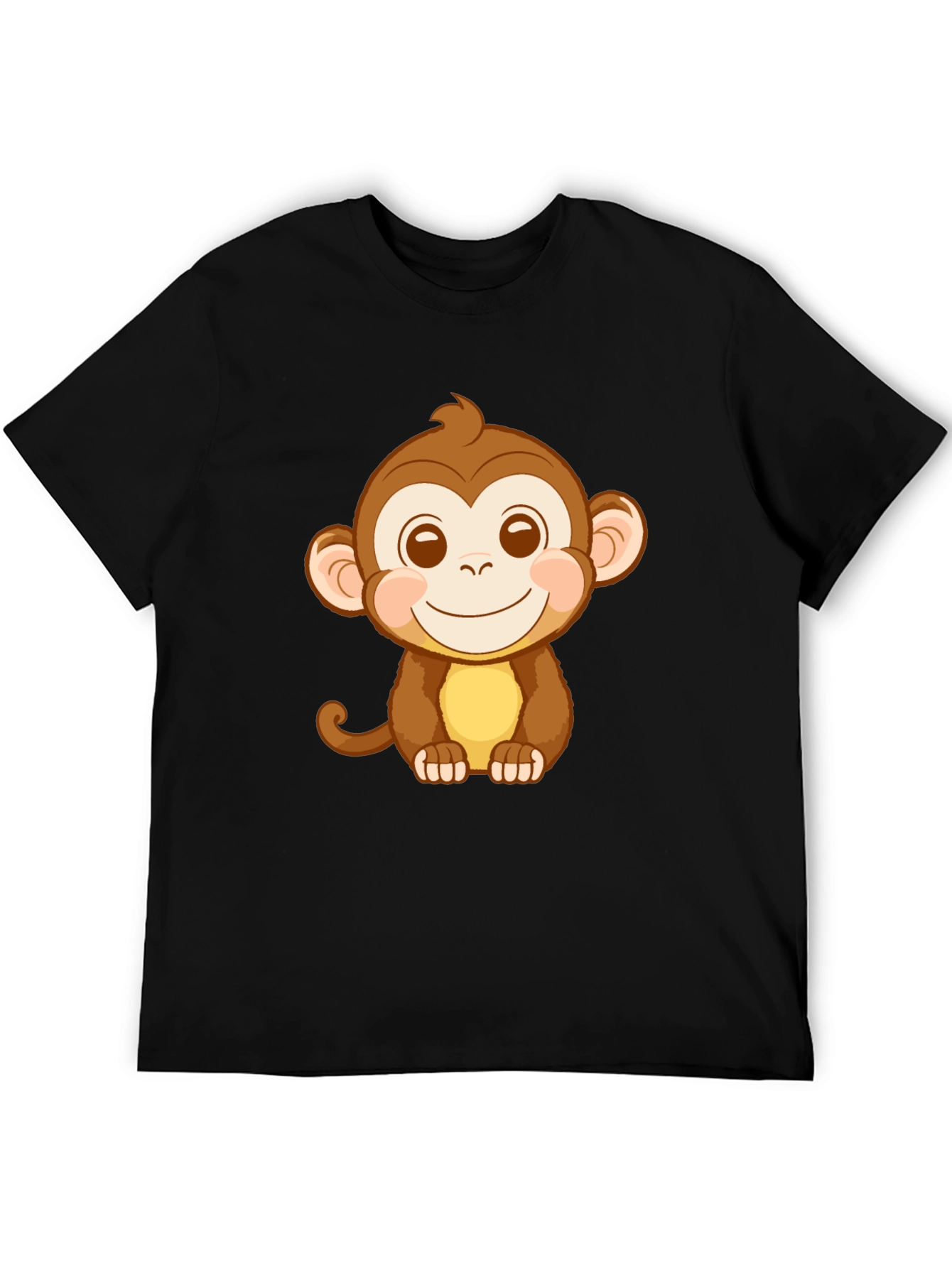 Cute Monkey Graphic Tee - Black