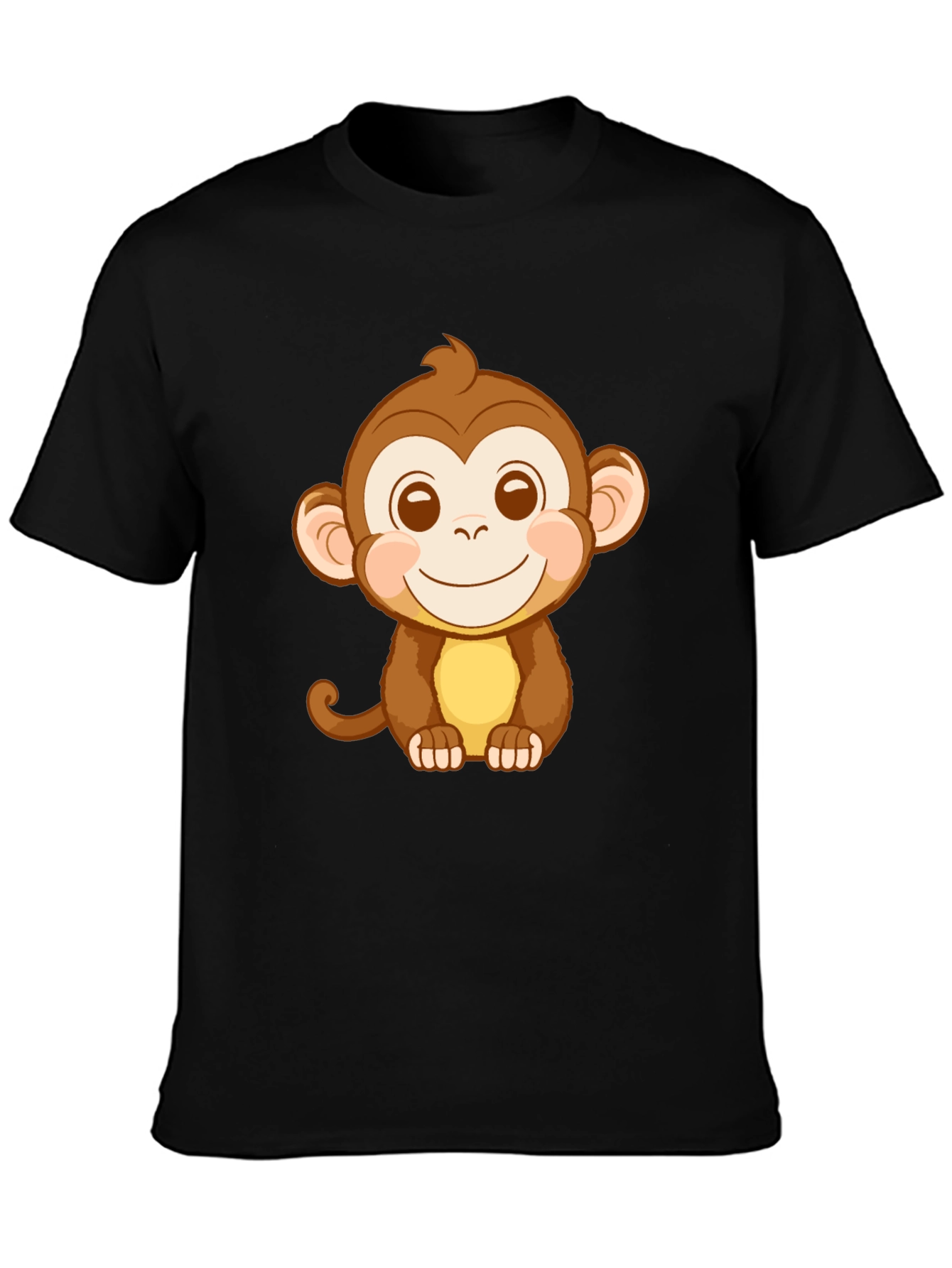 Cute Monkey Graphic Tee - Black
