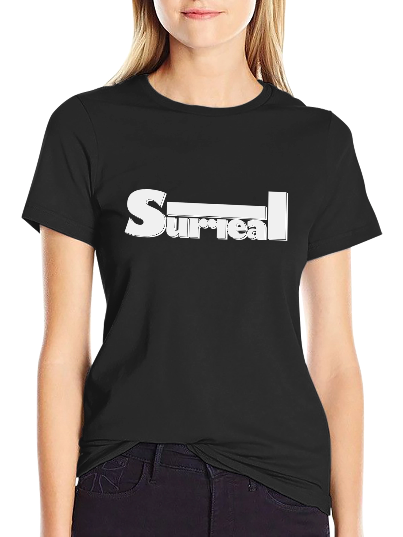 Surreal Graphic Tee - Black Cotton Blend Shirt