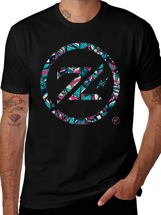 Abstract Feather Z Logo Black Tee