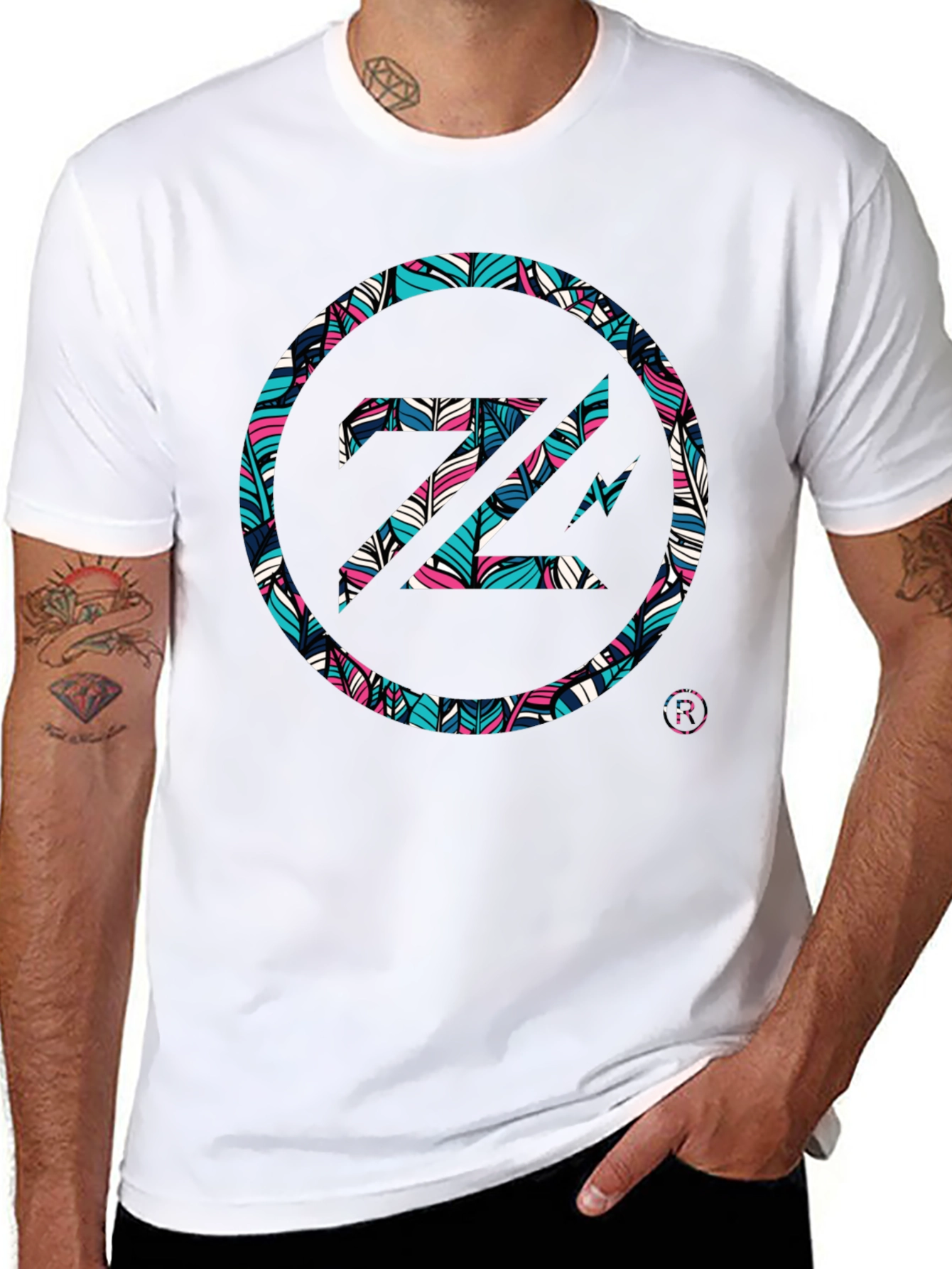 Abstract Feather Z Logo Black Tee