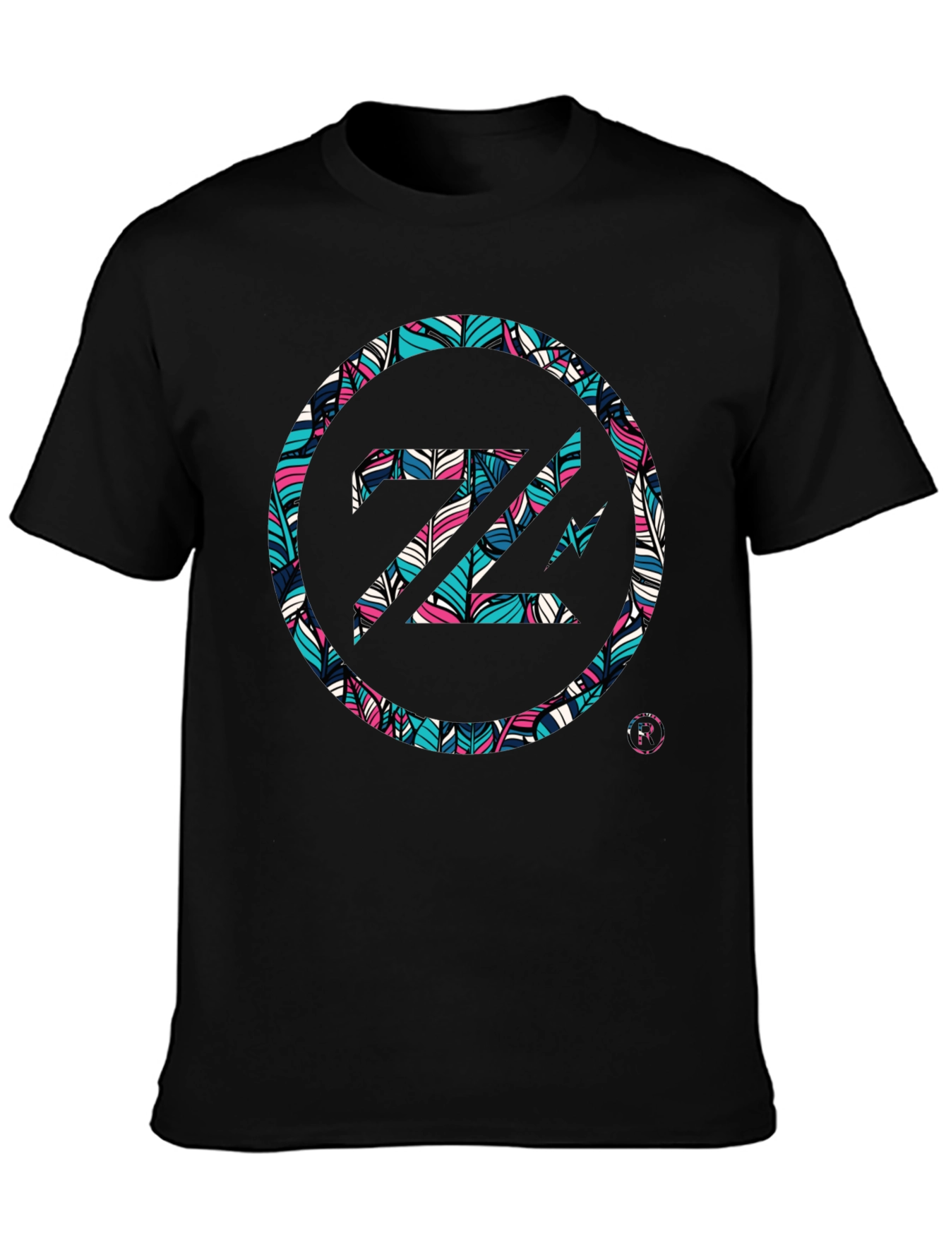 Abstract Feather Z Logo Black Tee
