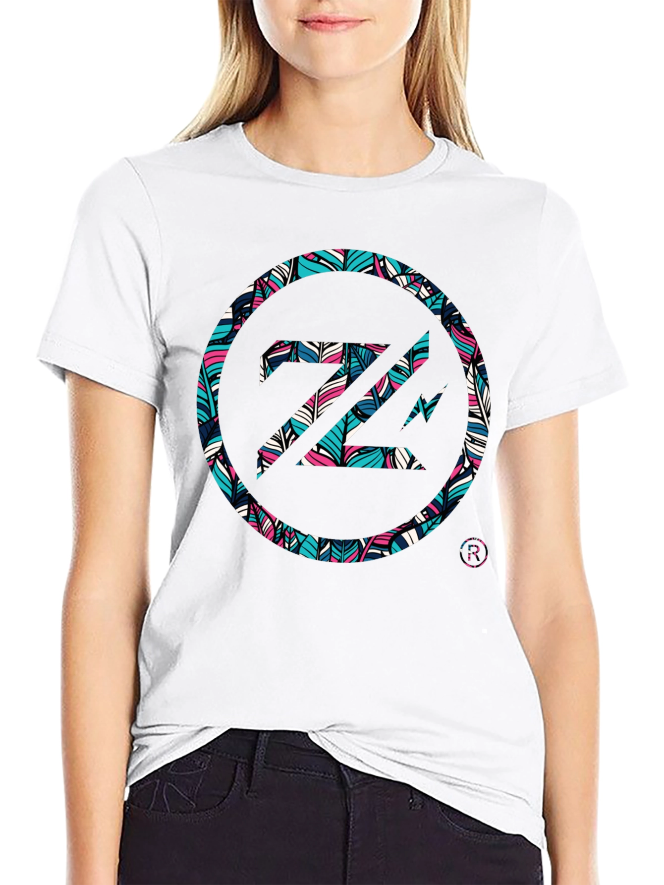 Abstract Feather Z Logo Black Tee