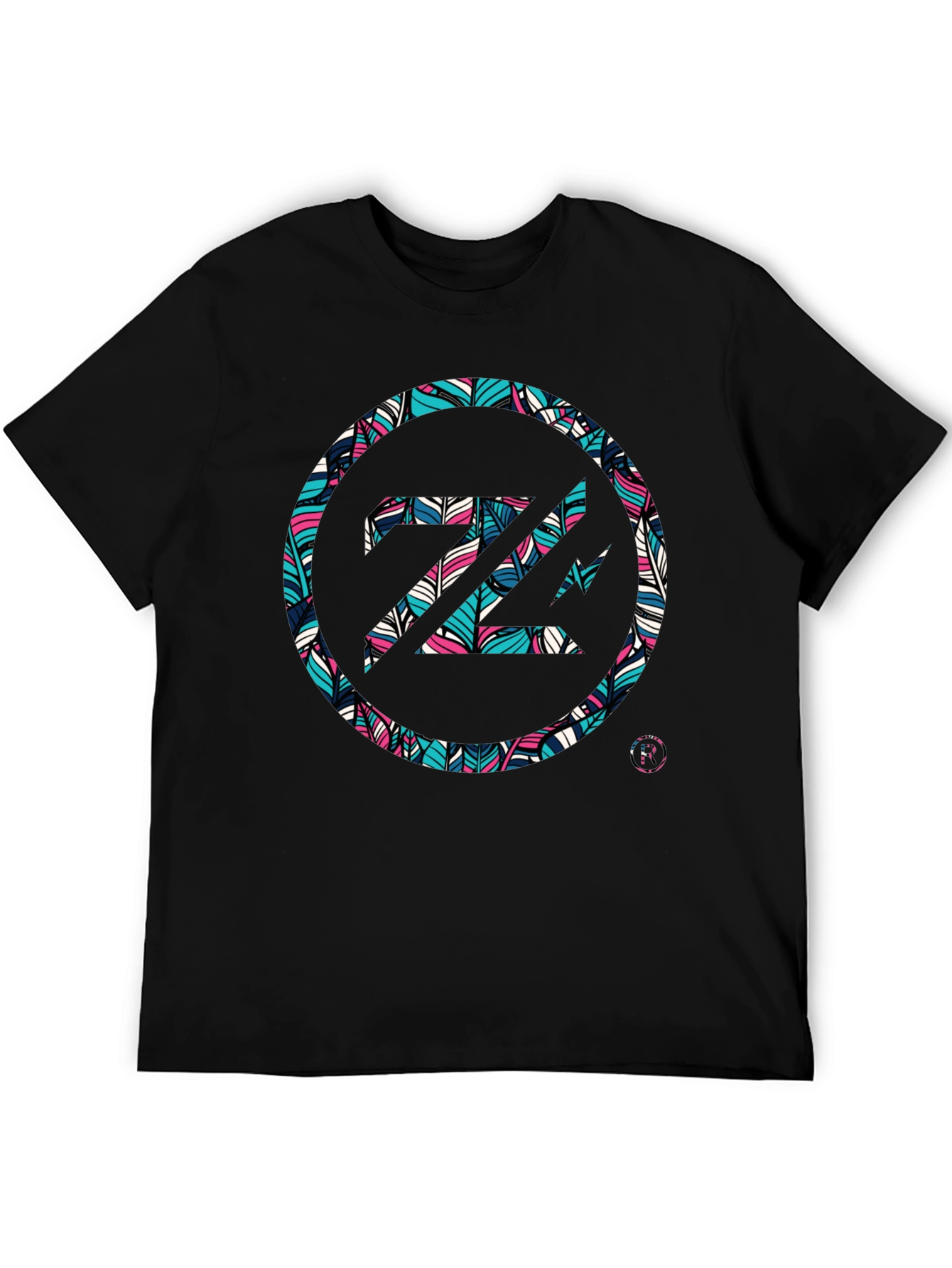 Abstract Feather Z Logo Black Tee
