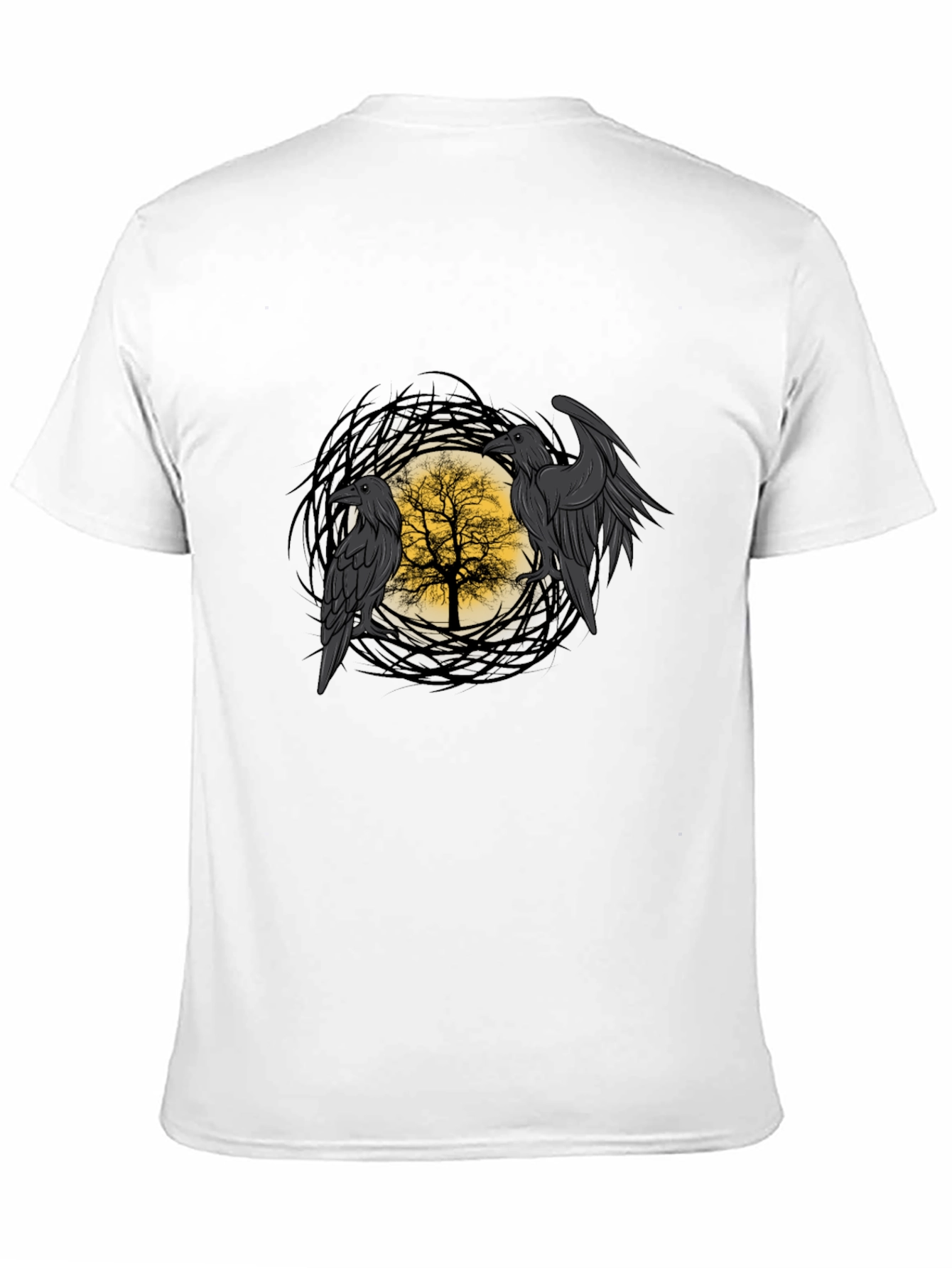 Raven Tree Graphic Tee - Gothic Style Mens T-Shirt