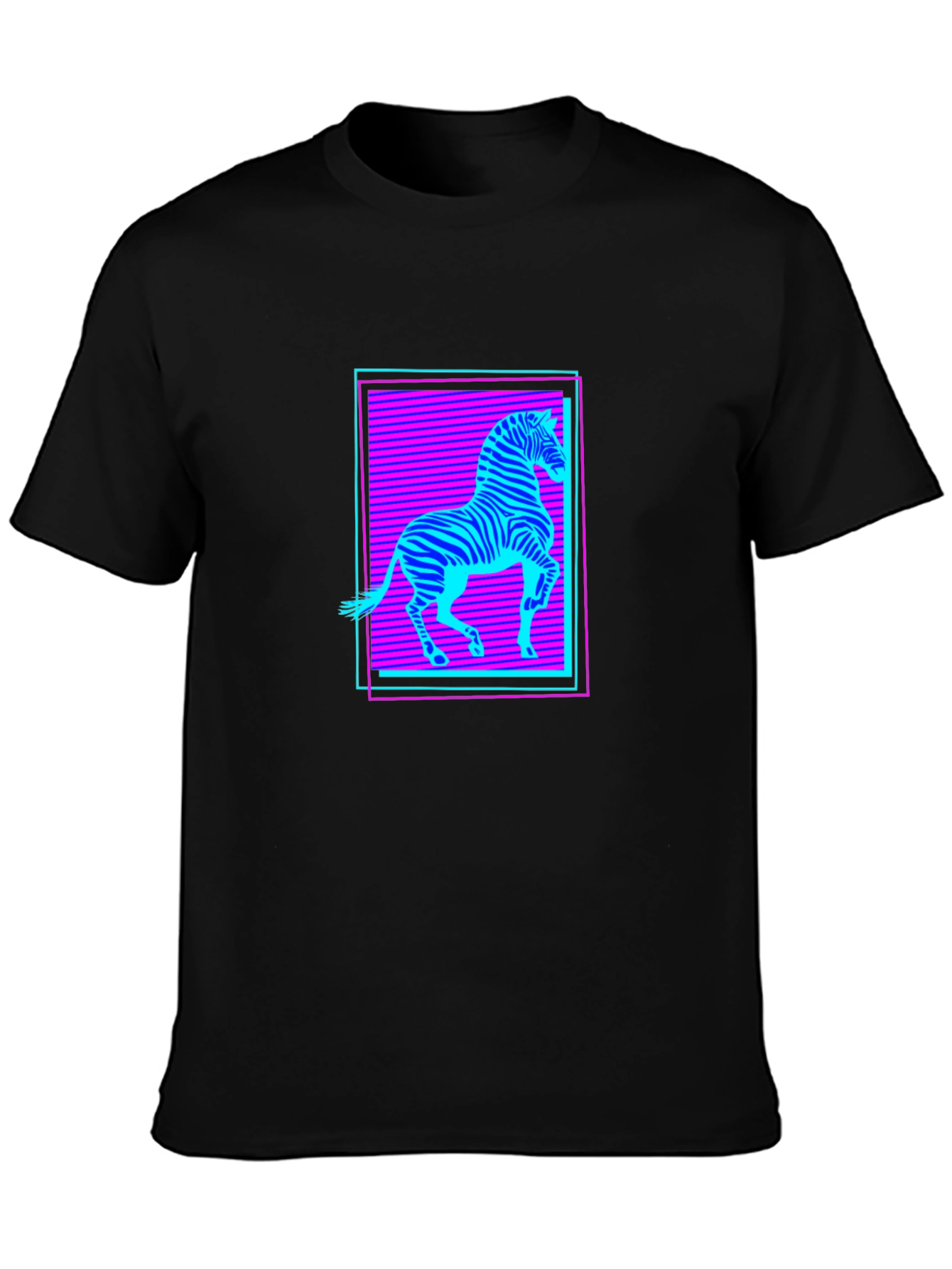 Zebra Neon Retro Graphic T-Shirt