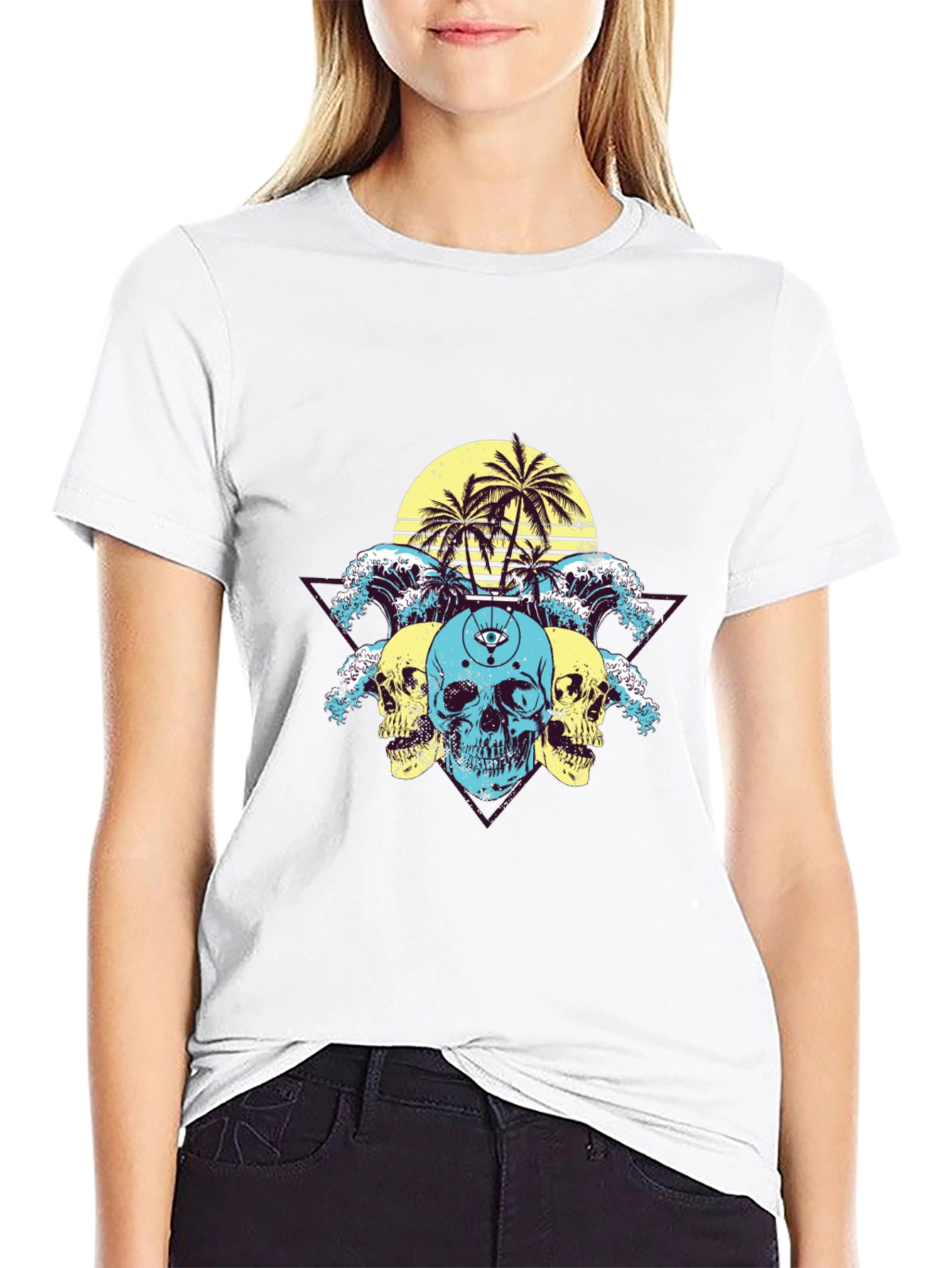 Skull Wave Graphic Tee - Summer Vibes