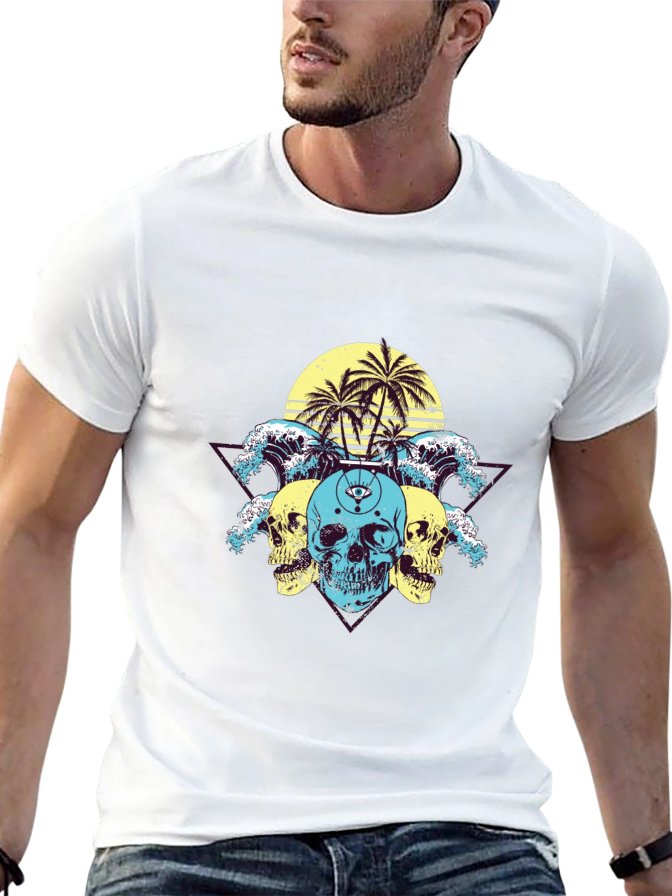 Skull Wave Graphic Tee - Summer Vibes