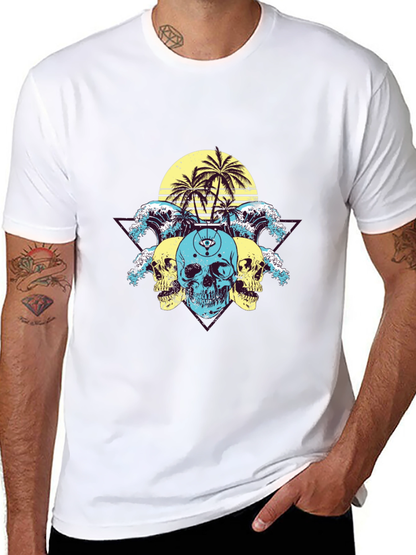 Skull Wave Graphic Tee - Summer Vibes