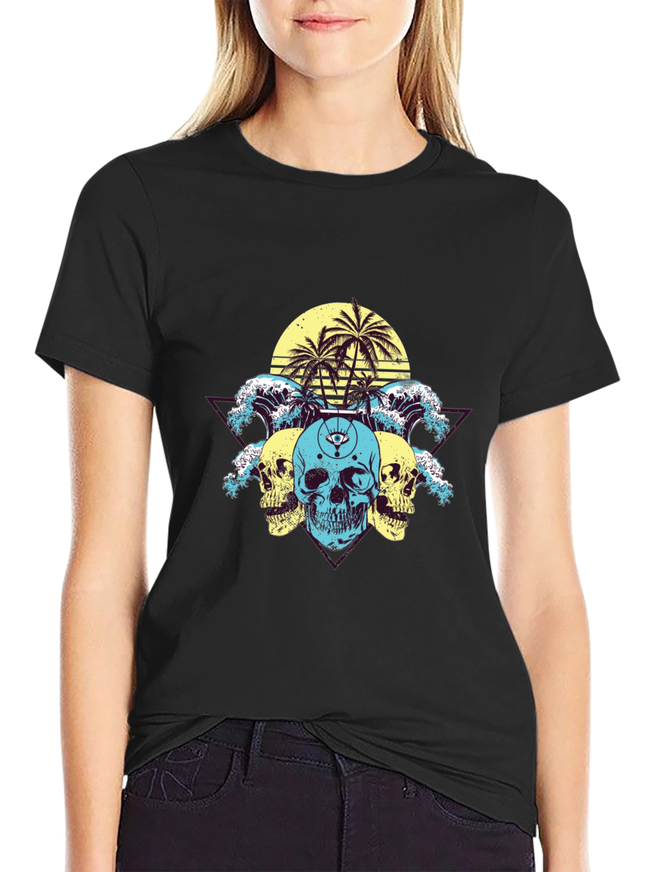 Skull Wave Graphic Tee - Summer Vibes