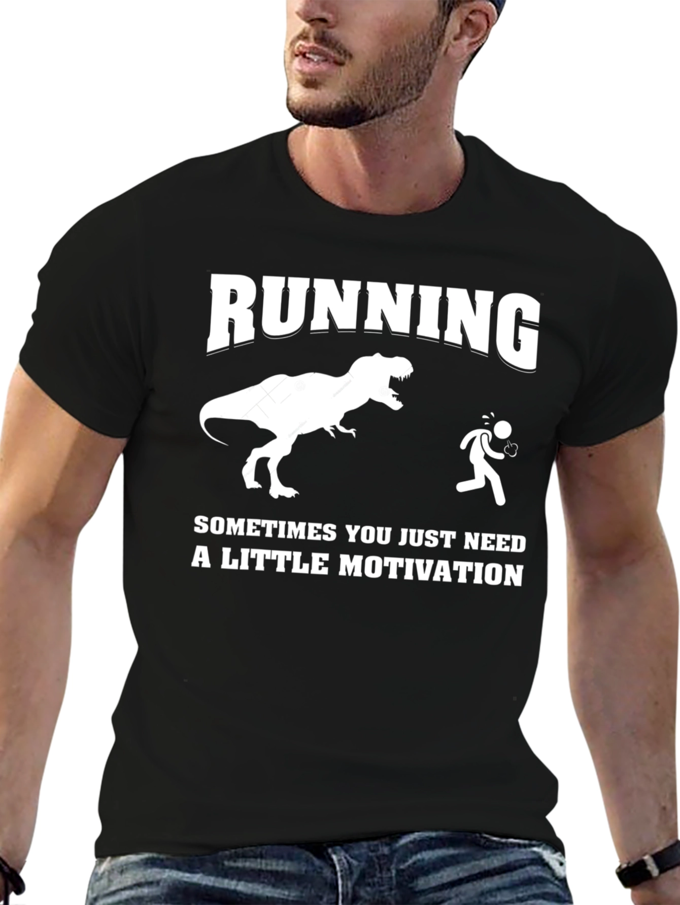 Running Motivation T-Shirt Dinosaur Chase Funny Tee