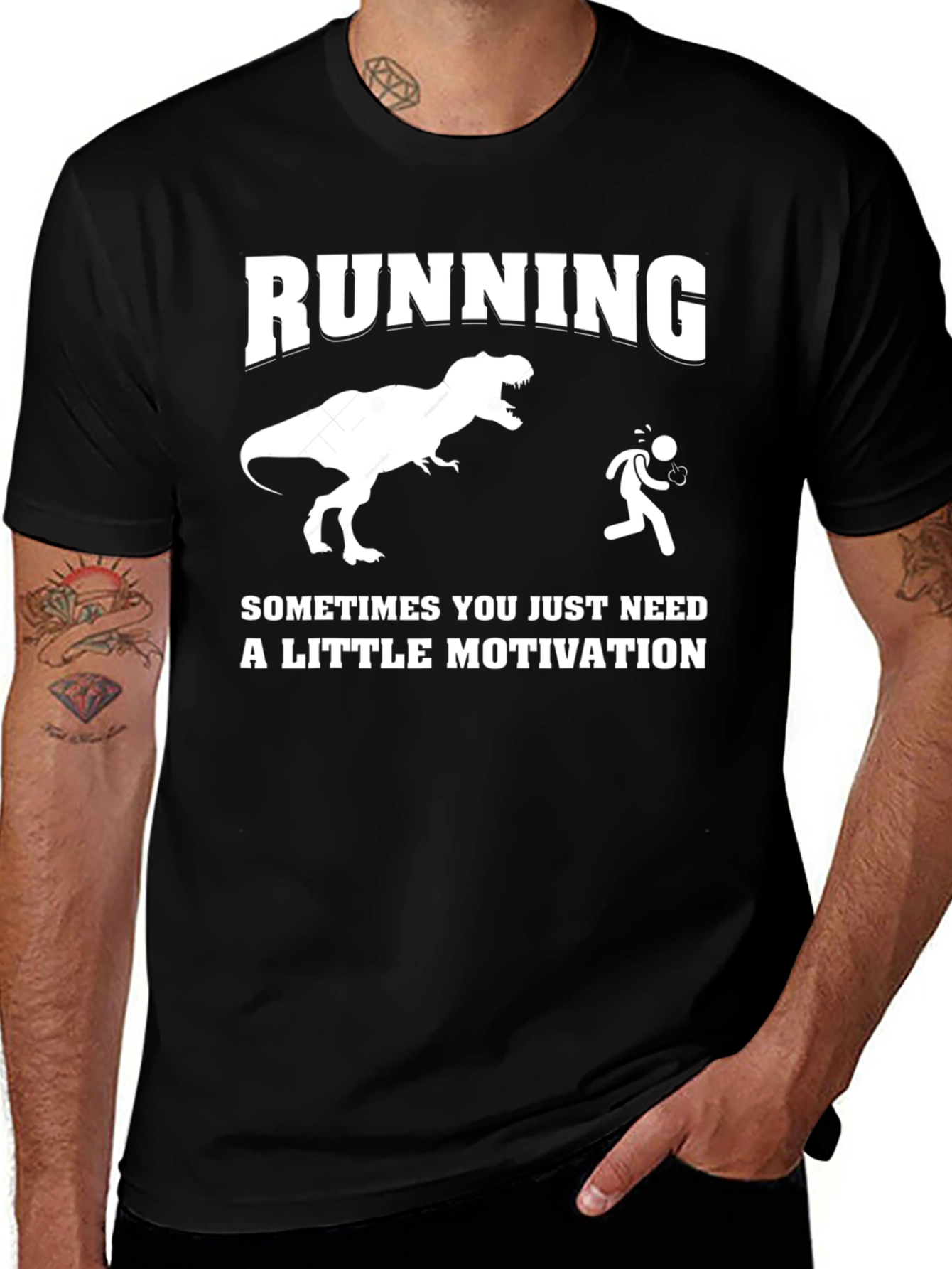 Running Motivation T-Shirt Dinosaur Chase Funny Tee