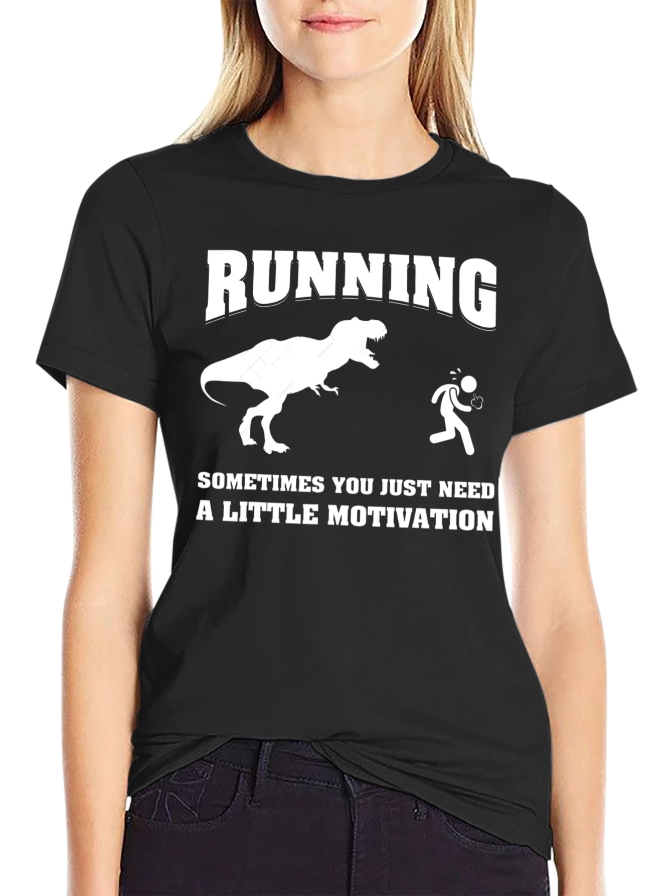 Running Motivation T-Shirt Dinosaur Chase Funny Tee