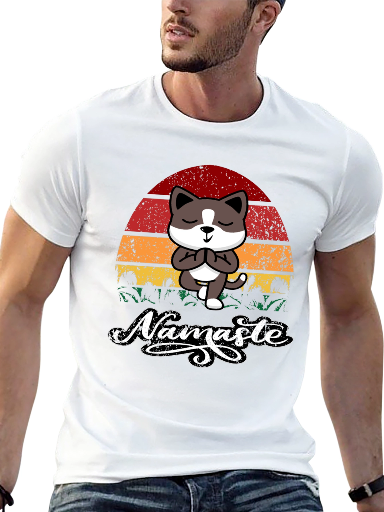 Namaste Cat T-Shirt - Yoga Kitten Tee