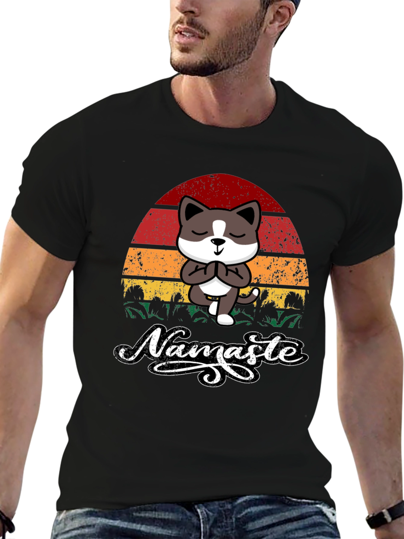 Namaste Cat T-Shirt - Yoga Kitten Tee