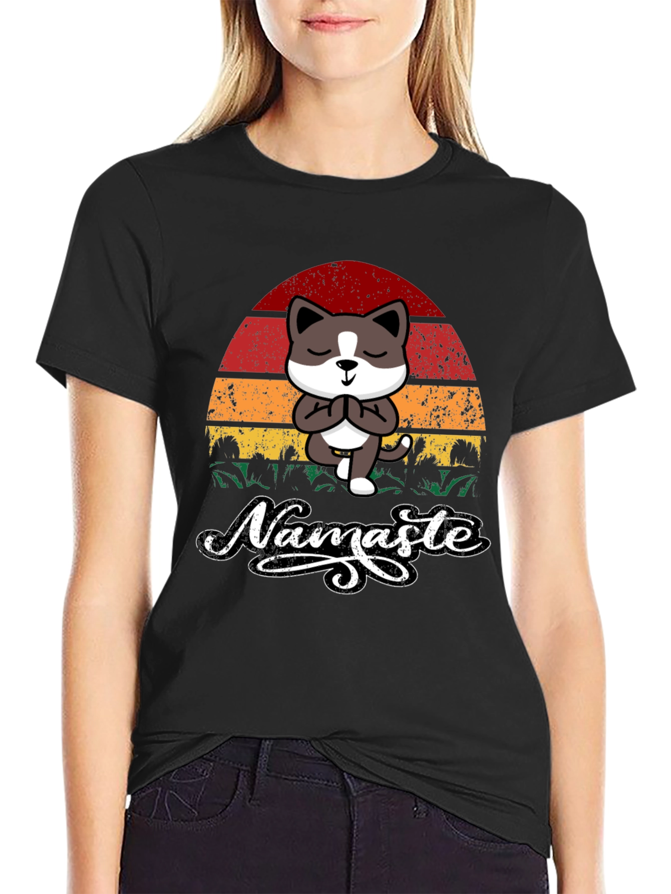 Namaste Cat T-Shirt - Yoga Kitten Tee