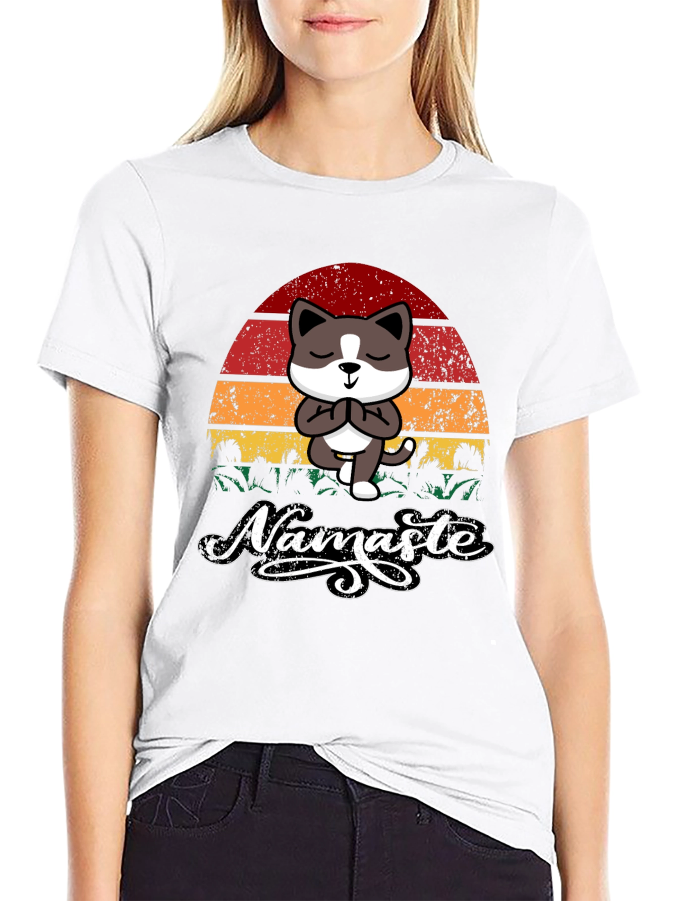 Namaste Cat T-Shirt - Yoga Kitten Tee