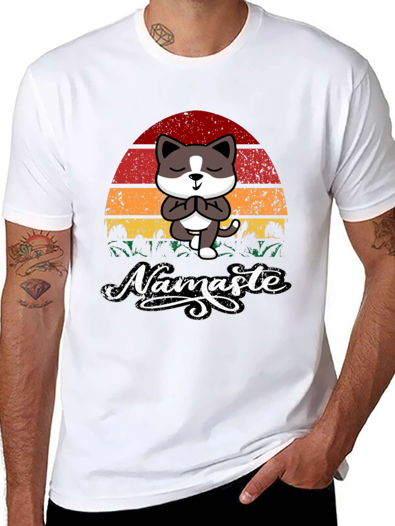 Namaste Cat T-Shirt - Yoga Kitten Tee
