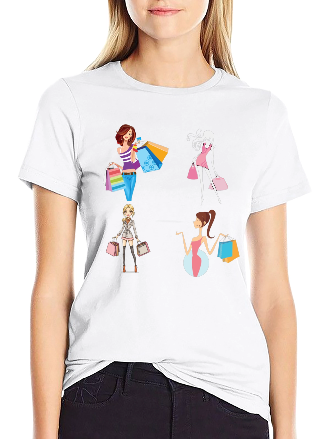 Stylish Women Shopping T-Shirt