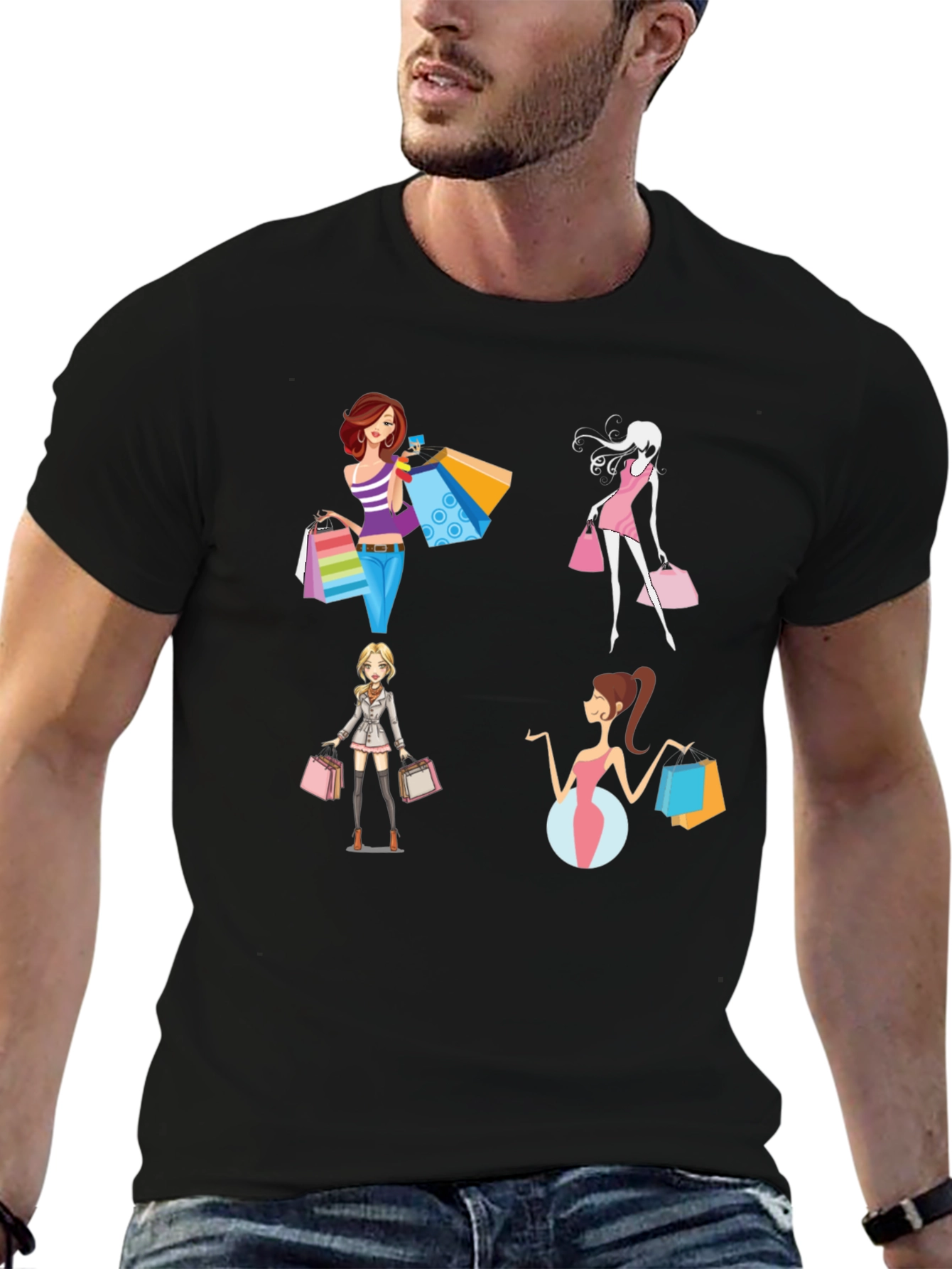 Stylish Women Shopping T-Shirt