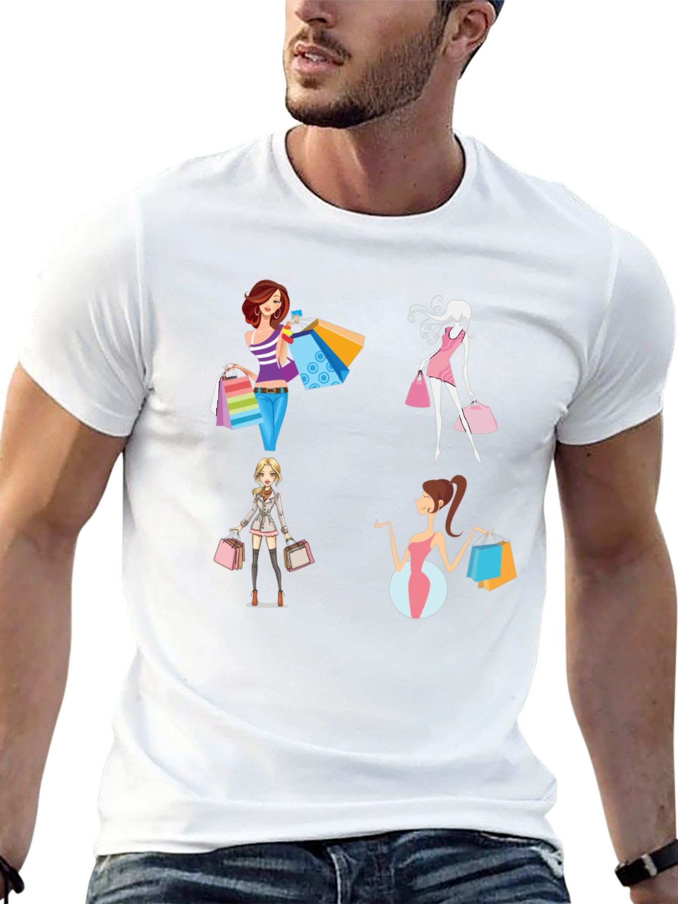 Stylish Women Shopping T-Shirt