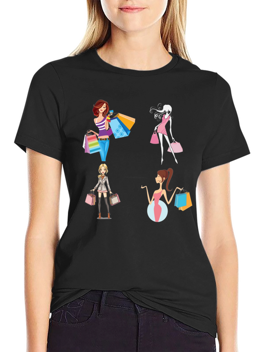 Stylish Women Shopping T-Shirt