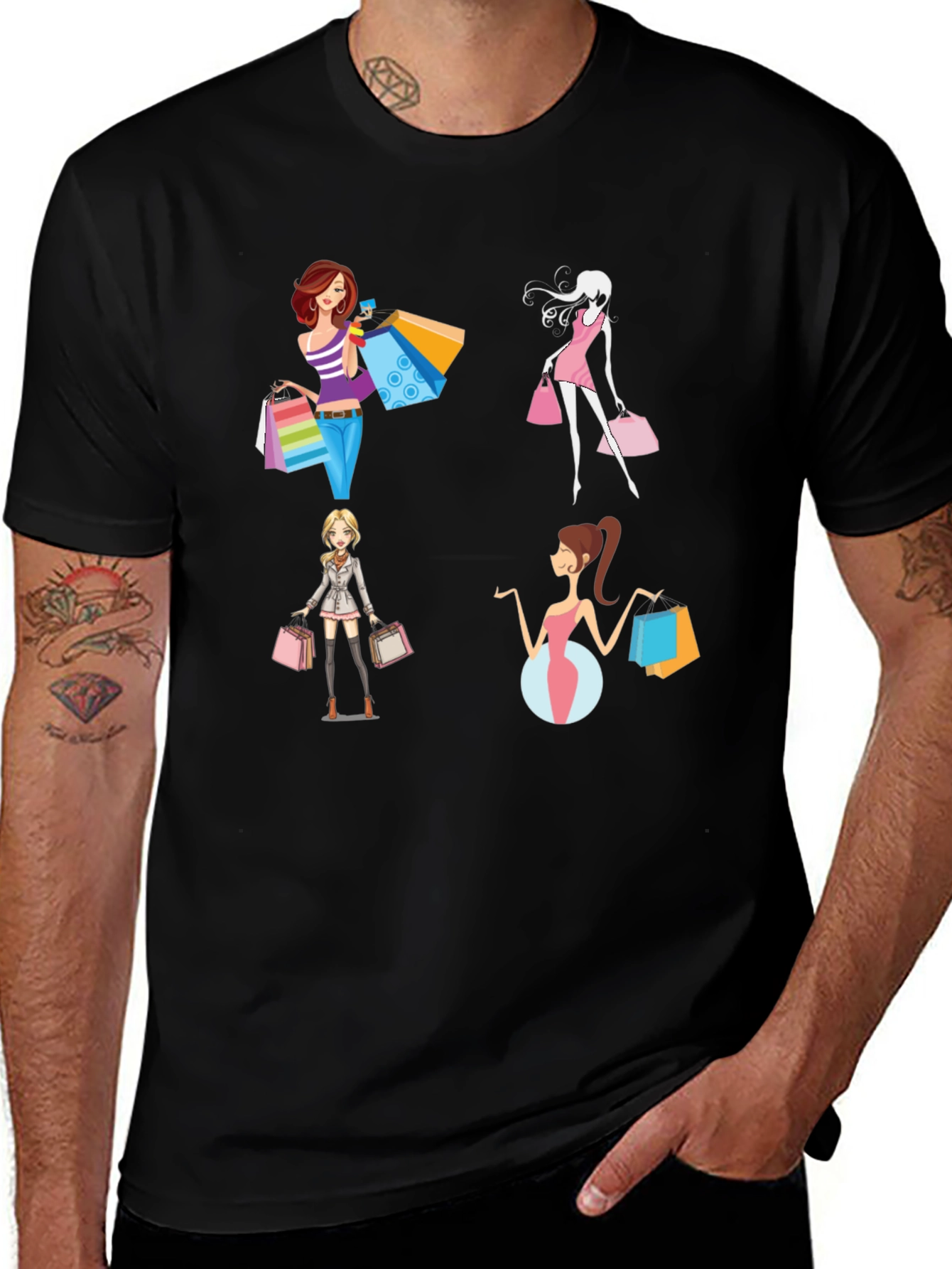 Stylish Women Shopping T-Shirt