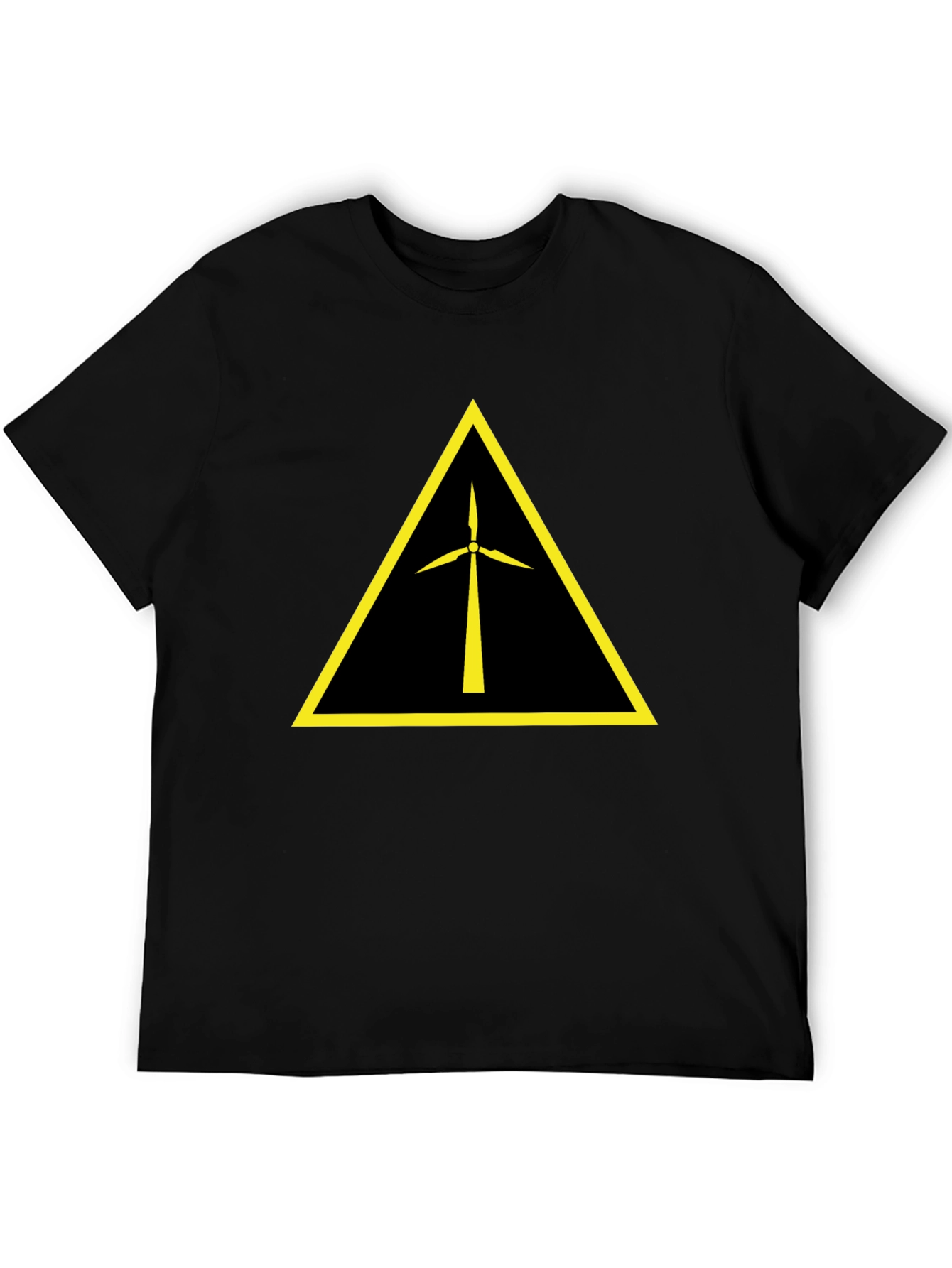 Wind Turbine Warning Symbol Black T-Shirt