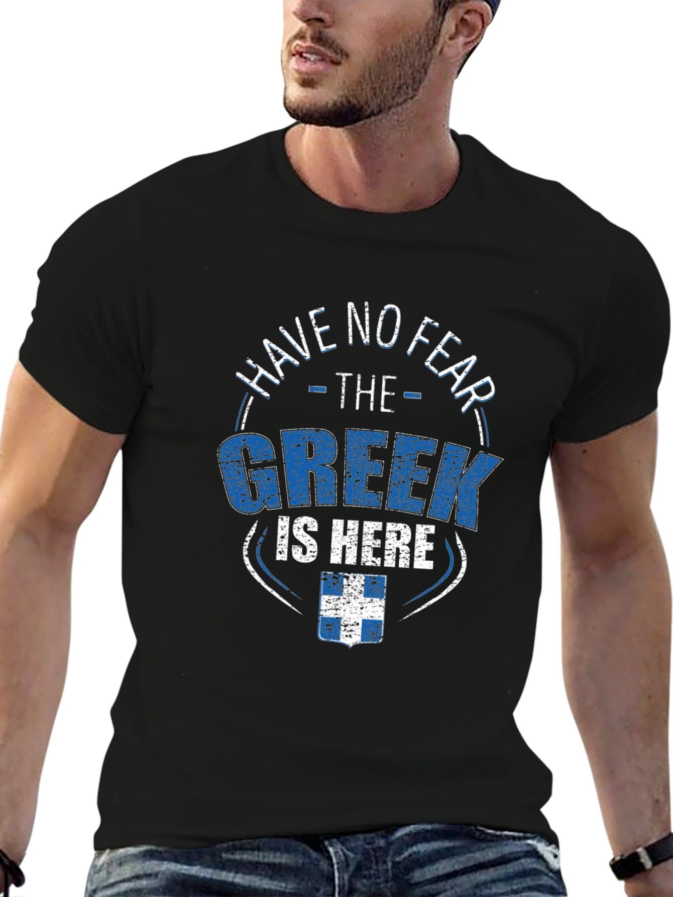 Have No Fear The Greek Is Here Black T-Shirt