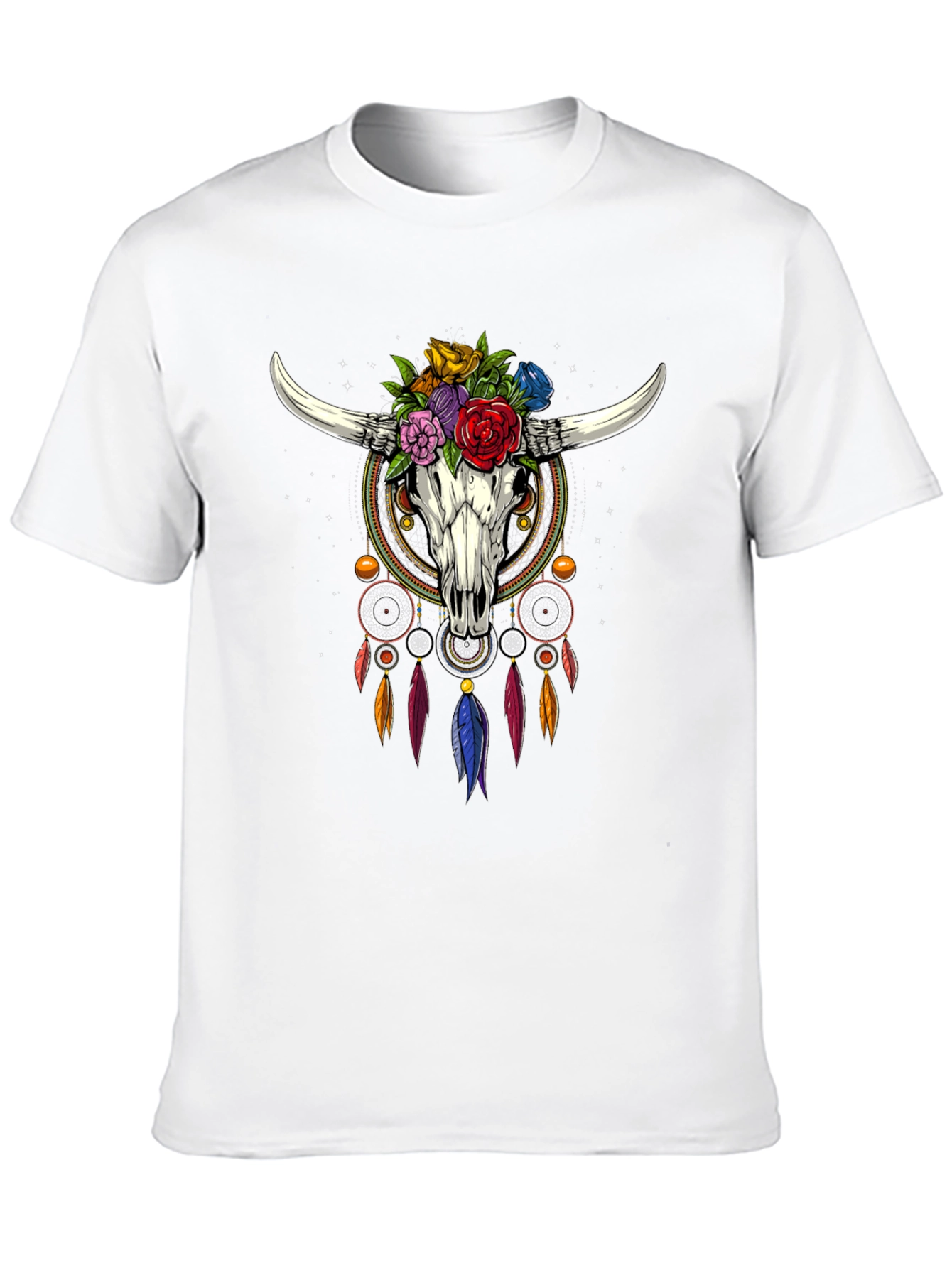 Boho Bull Skull Dreamcatcher Graphic Tee