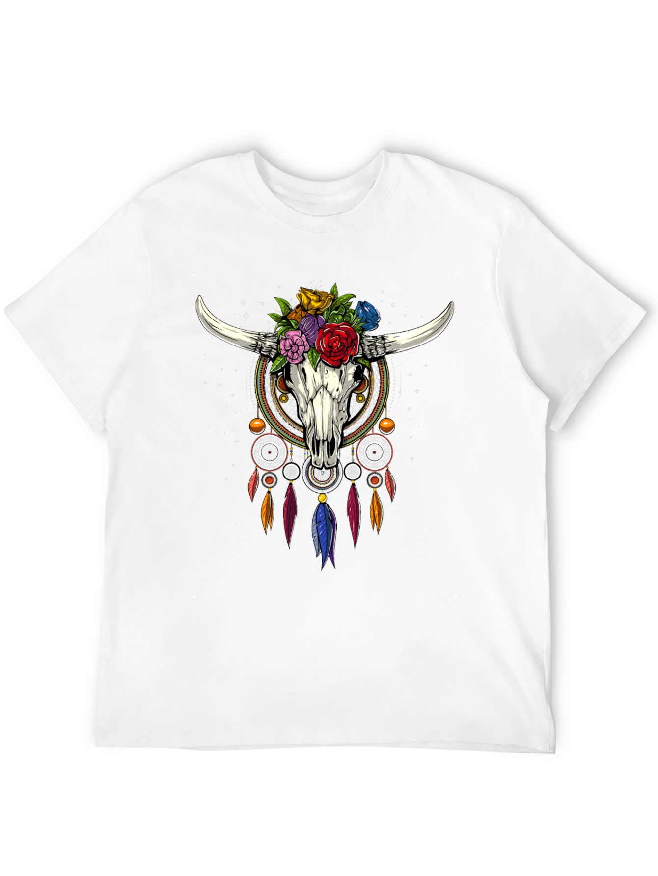 Boho Bull Skull Dreamcatcher Graphic Tee
