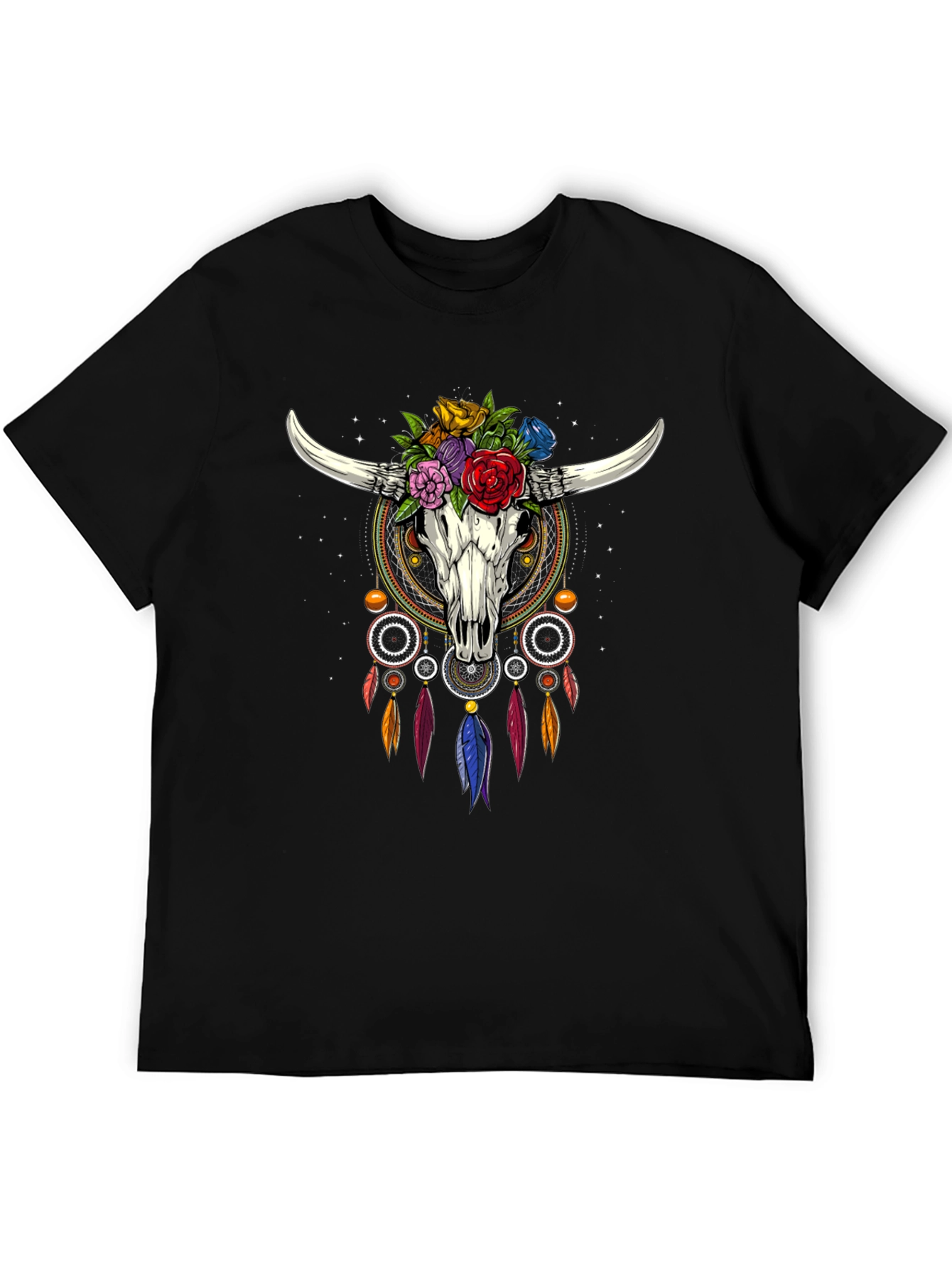 Boho Bull Skull Dreamcatcher Graphic Tee
