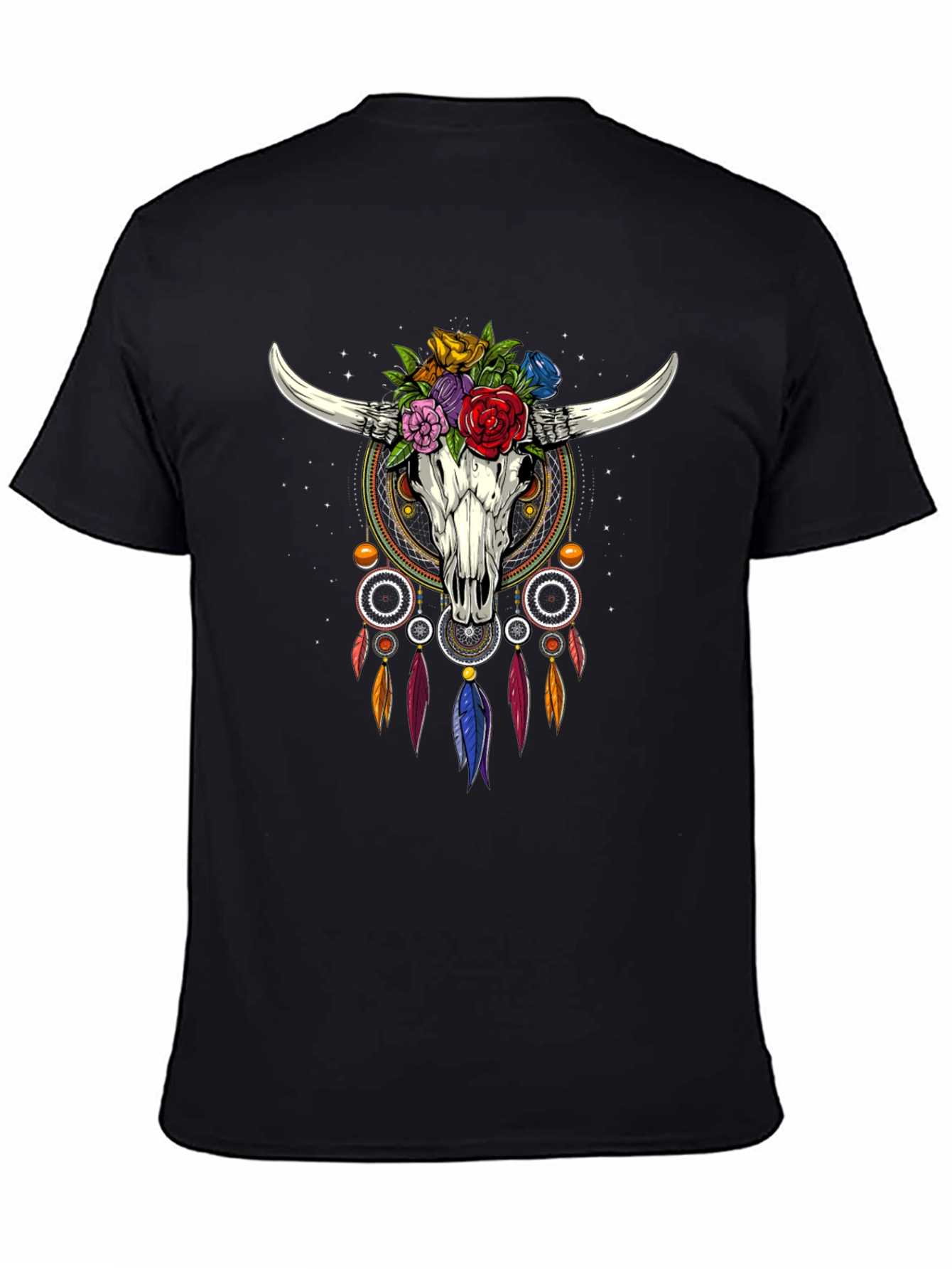 Boho Bull Skull Dreamcatcher Graphic Tee