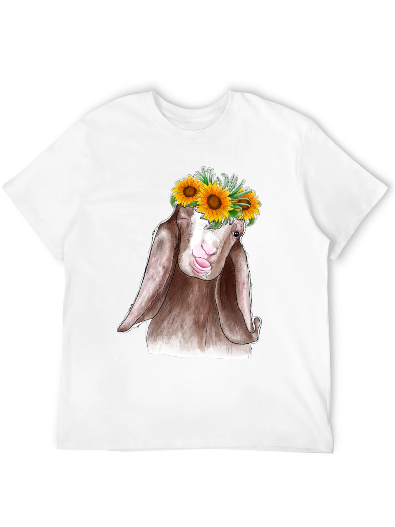 Goat Sunflower T-Shirt - Whimsical Graphic Tee