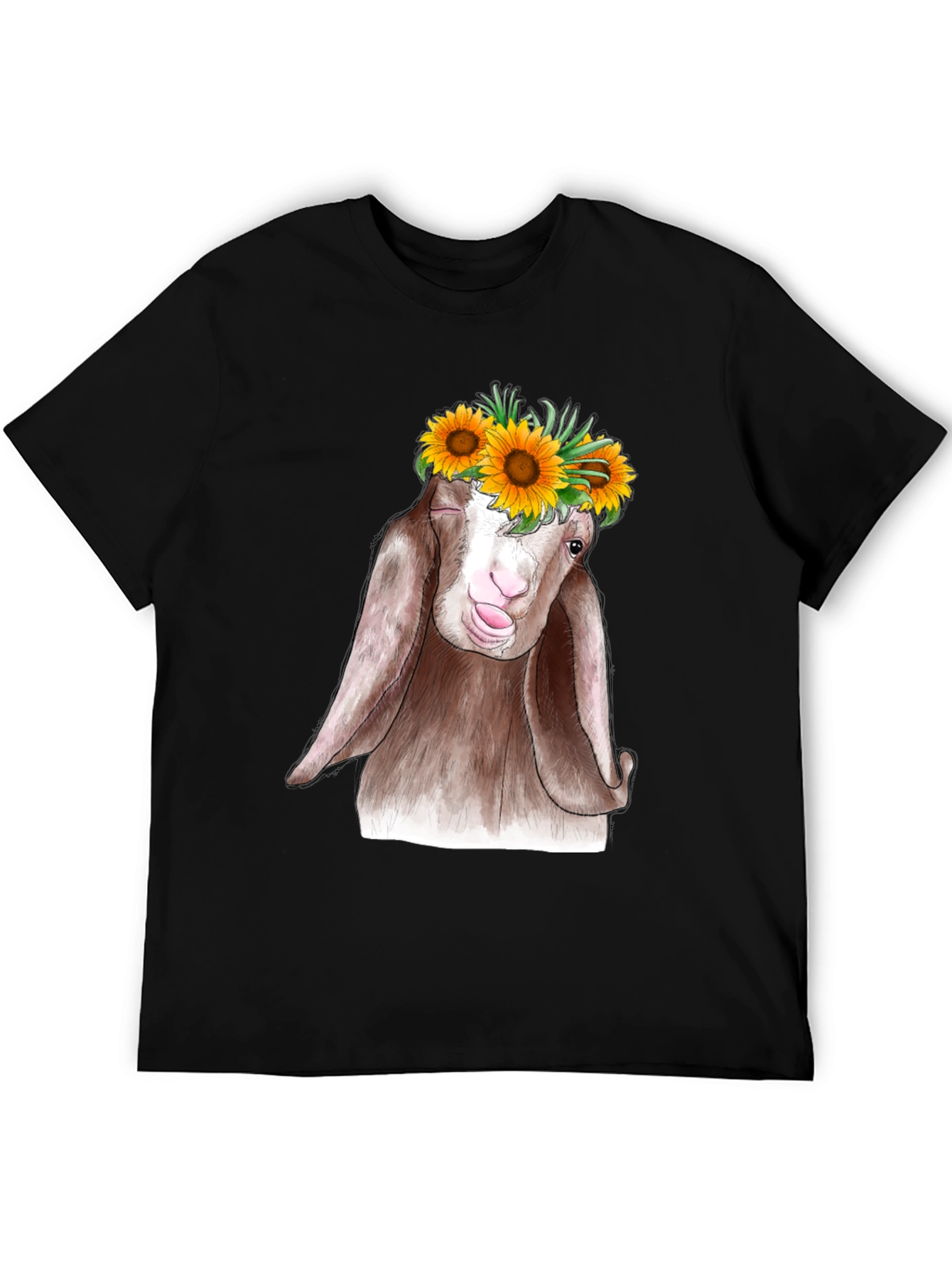 Goat Sunflower T-Shirt - Whimsical Graphic Tee