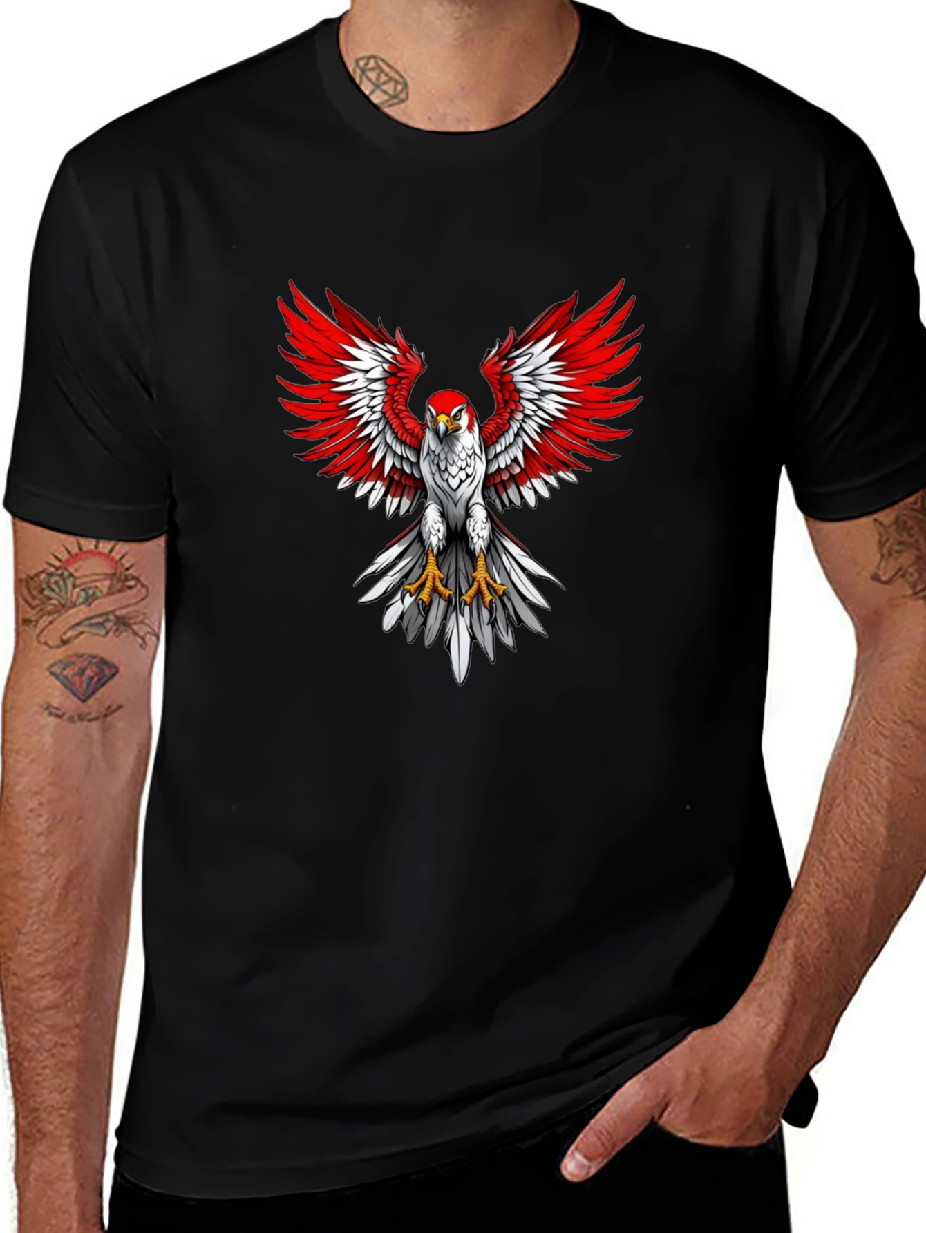 Eagle Graphic Print Crew Neck T-Shirt