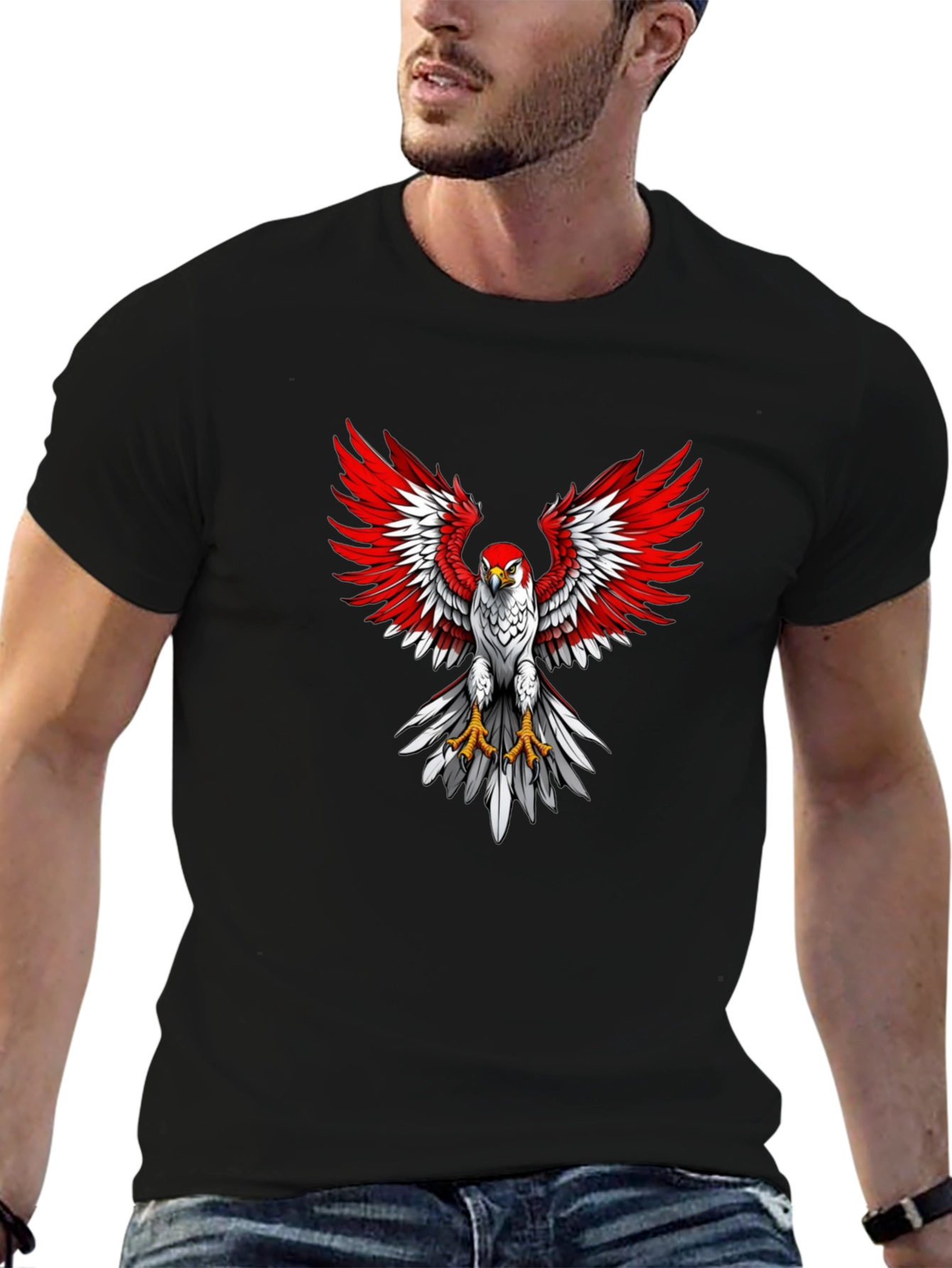Eagle Graphic Print Crew Neck T-Shirt