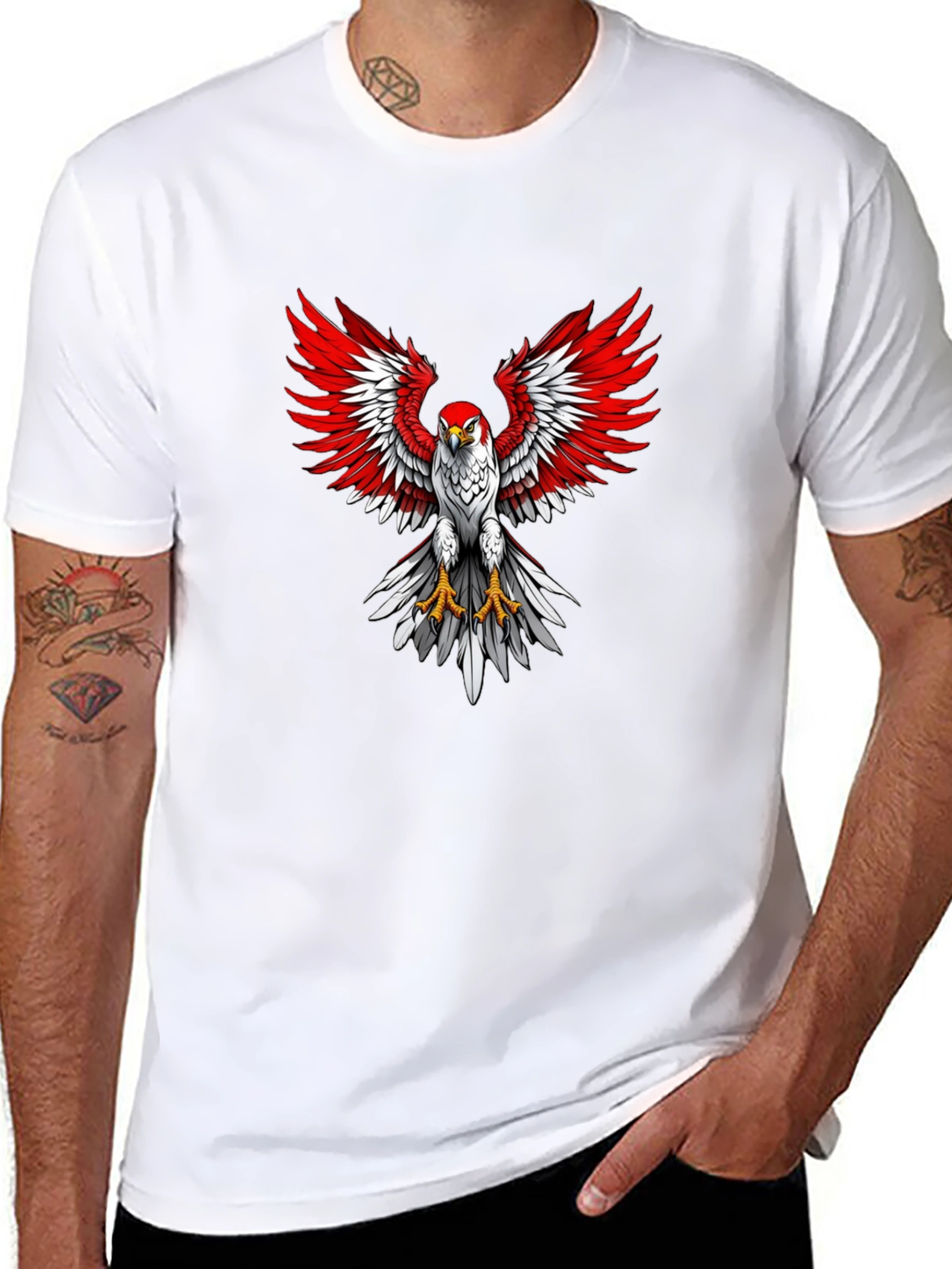 Eagle Graphic Print Crew Neck T-Shirt