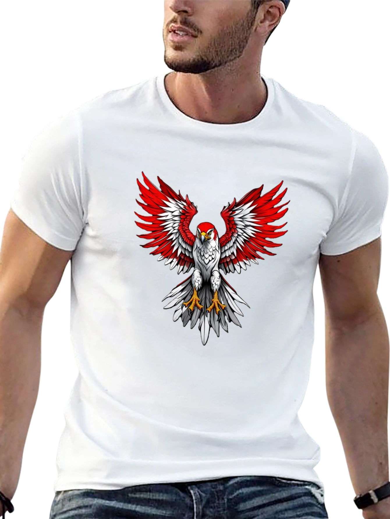 Eagle Graphic Print Crew Neck T-Shirt