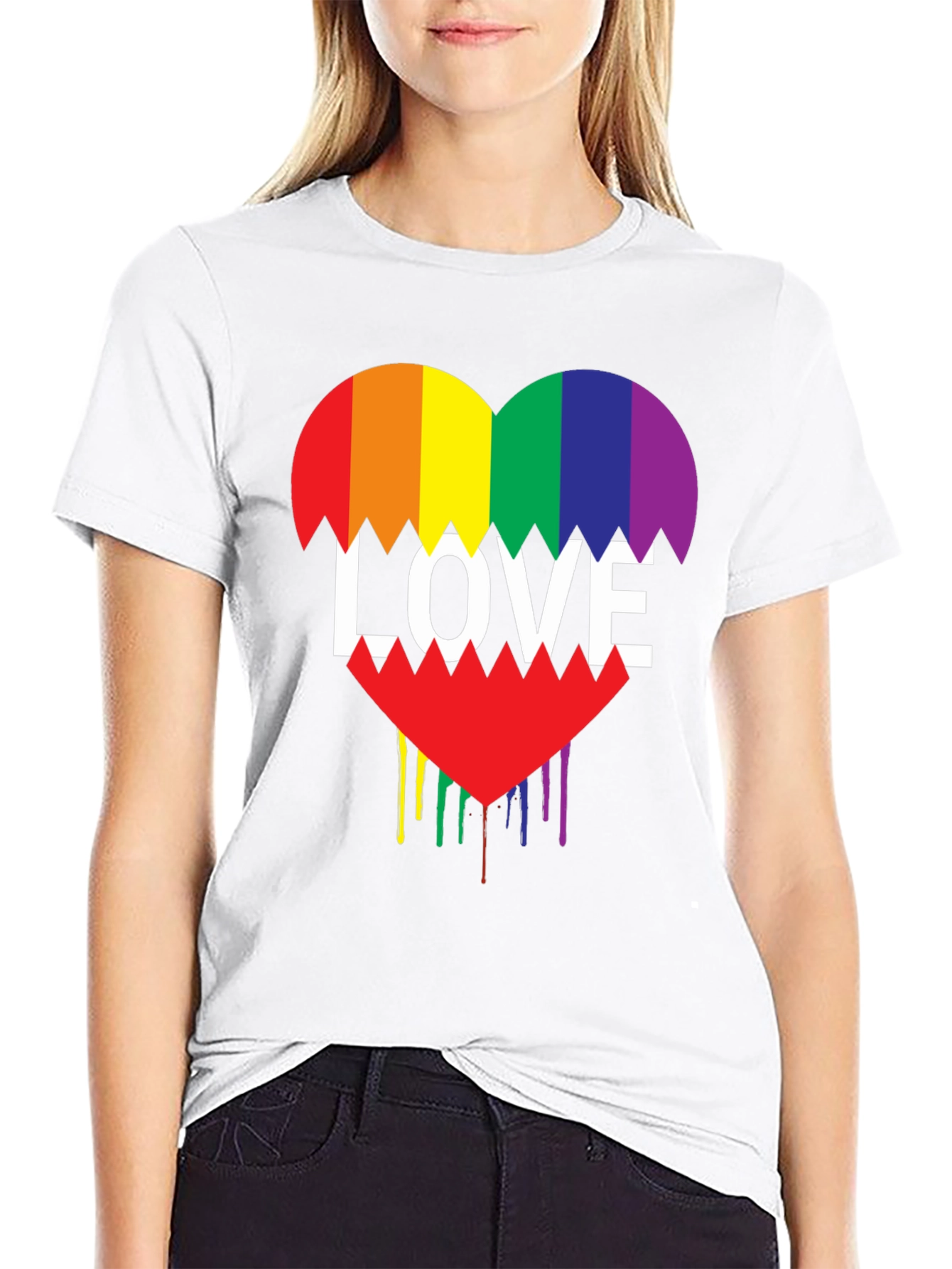 Rainbow Love Heart Graphic Tee - Pride Shirt