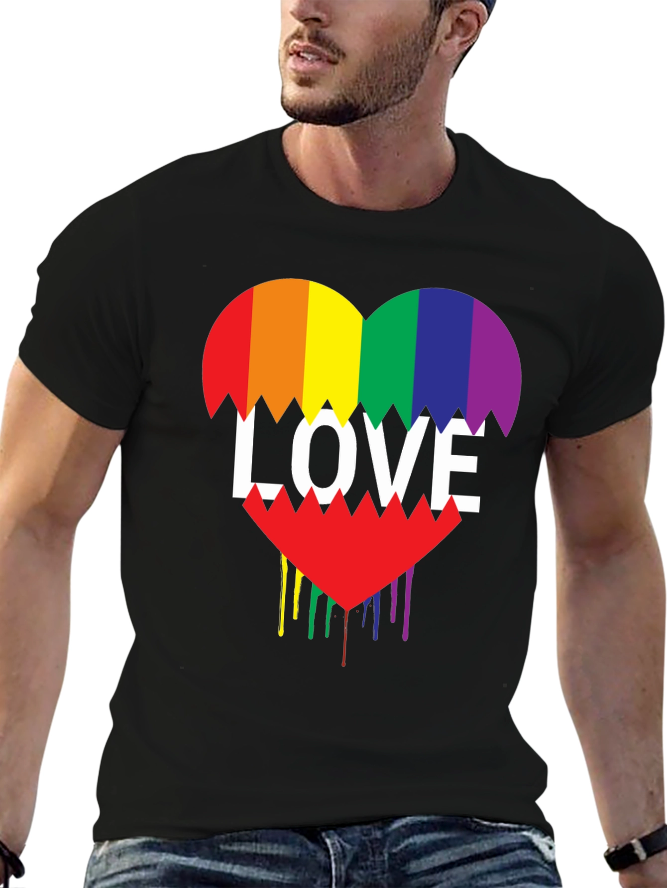 Rainbow Love Heart Graphic Tee - Pride Shirt