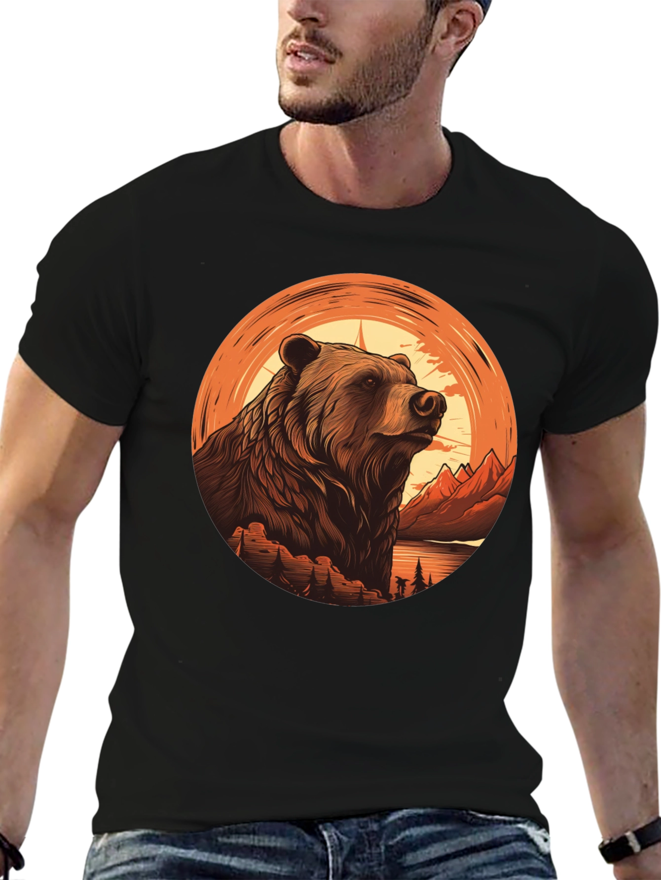 Grizzly Bear Graphic Tee - Nature Adventure Shirt