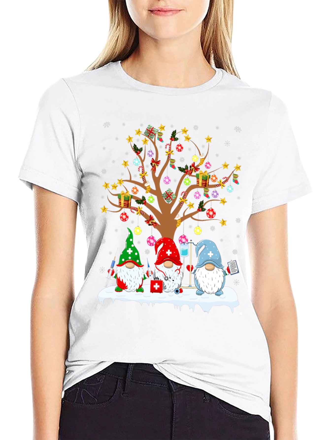 Nurse Gnomes Christmas Tree T-Shirt