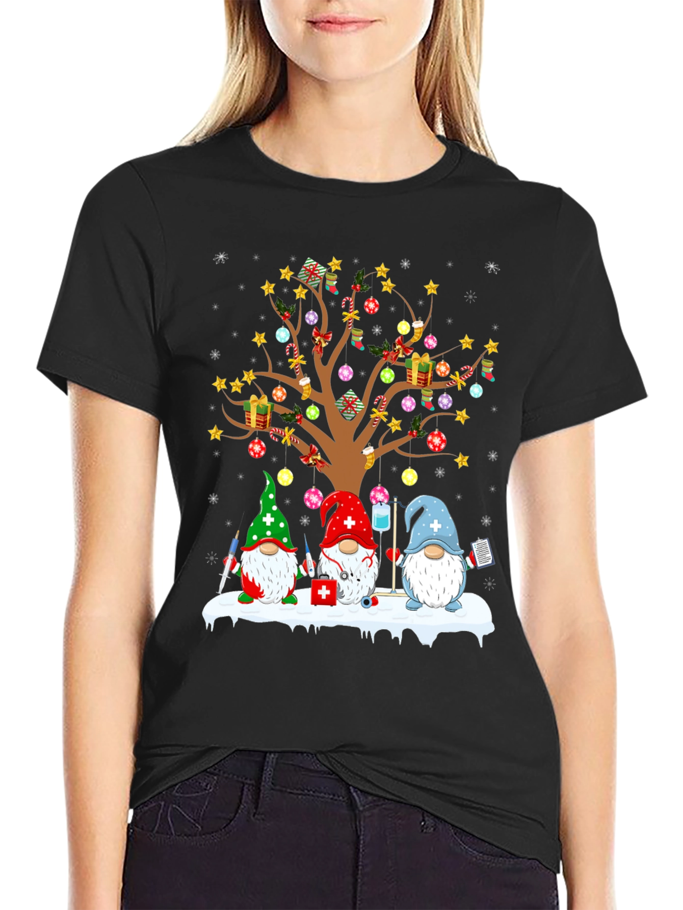 Nurse Gnomes Christmas Tree T-Shirt