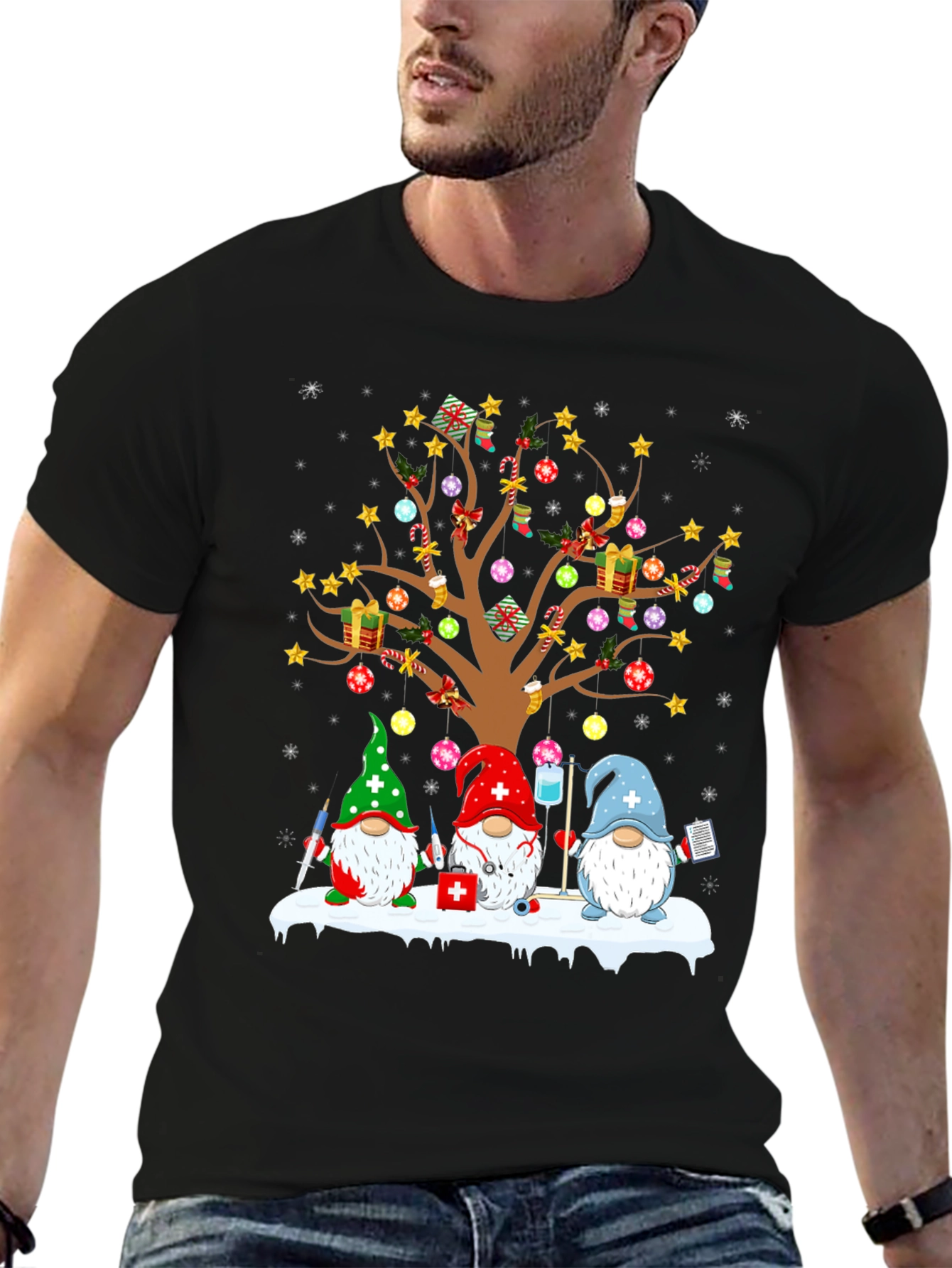 Nurse Gnomes Christmas Tree T-Shirt