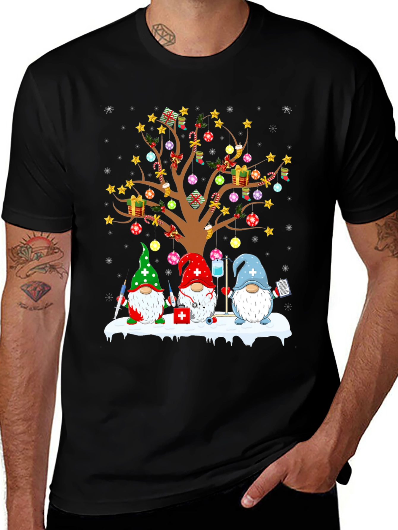Nurse Gnomes Christmas Tree T-Shirt